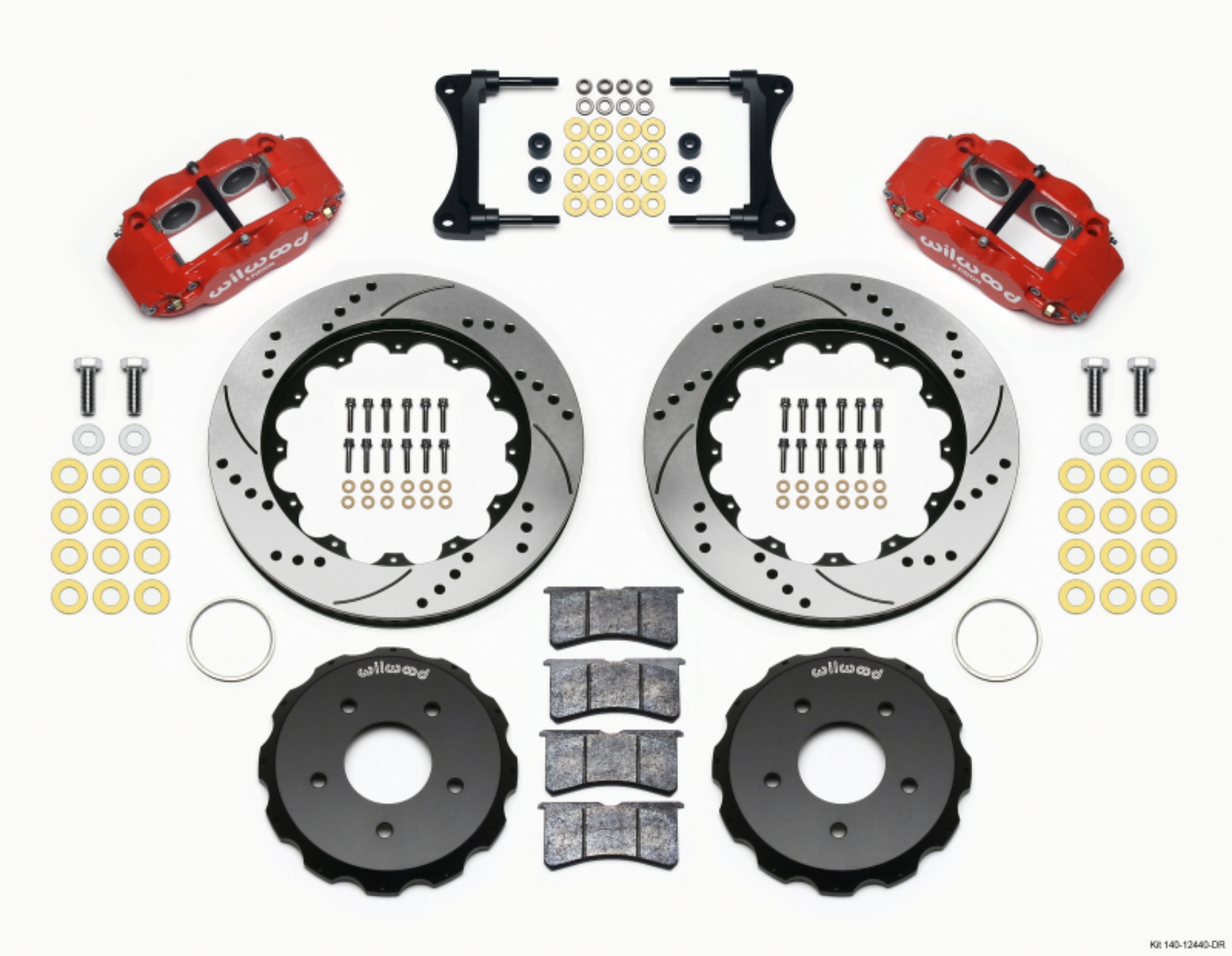 Picture of Wilwood Narrow Superlite 4R Front Hat Kit 14-00in Drill Red 2007-Up Jeep Wrangler