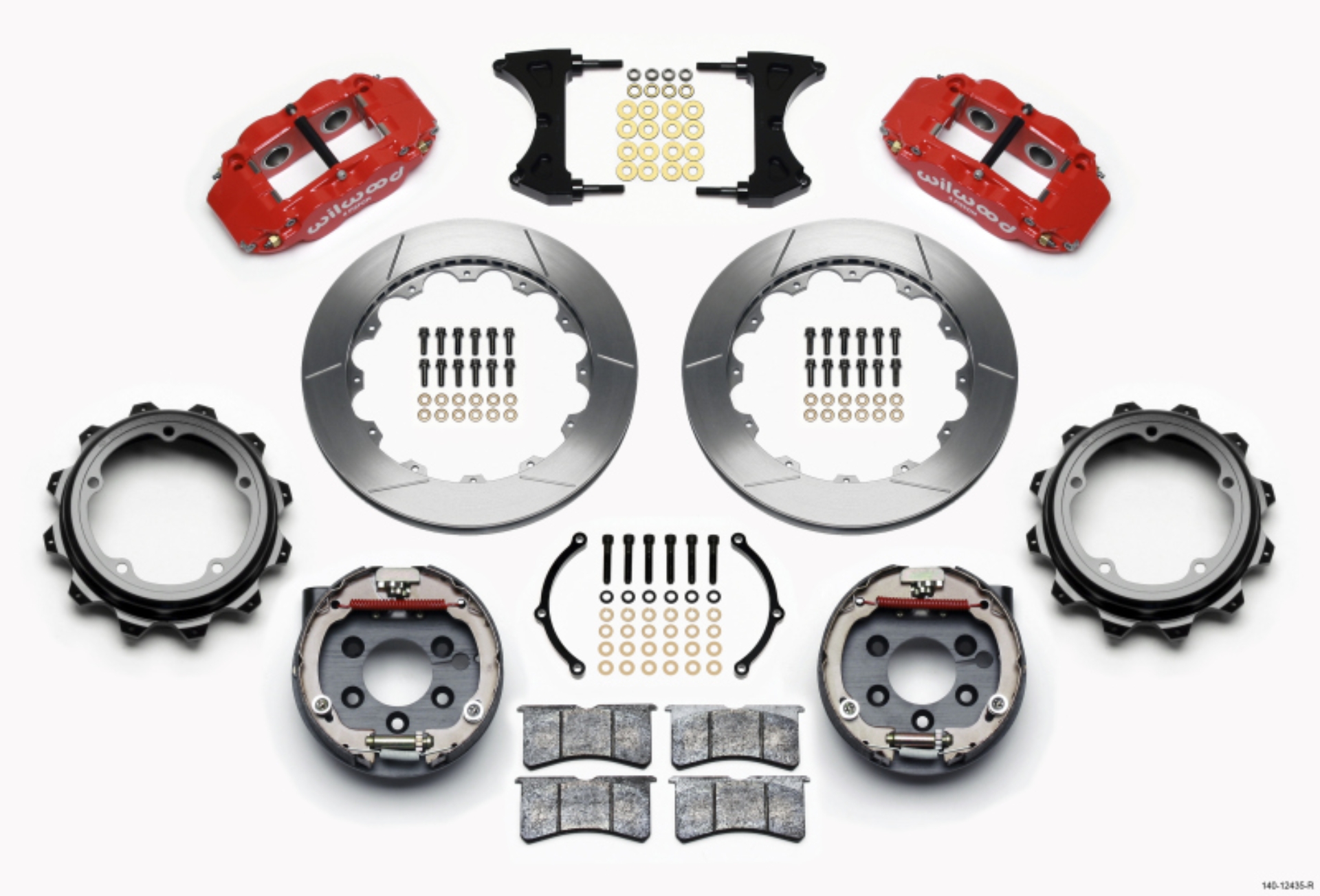 Picture of Wilwood Narrow Superlite 4R Rear P-Brk Kit 12-88in Red Strange Eng Floater 3-49in Offset