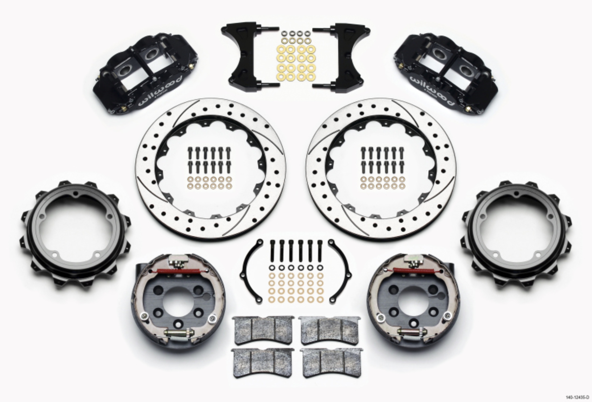 Picture of Wilwood Narrow Superlite 4R Rear P-Brk Kit 12-88in Drilled Strange Eng Floater 3-49in Offset