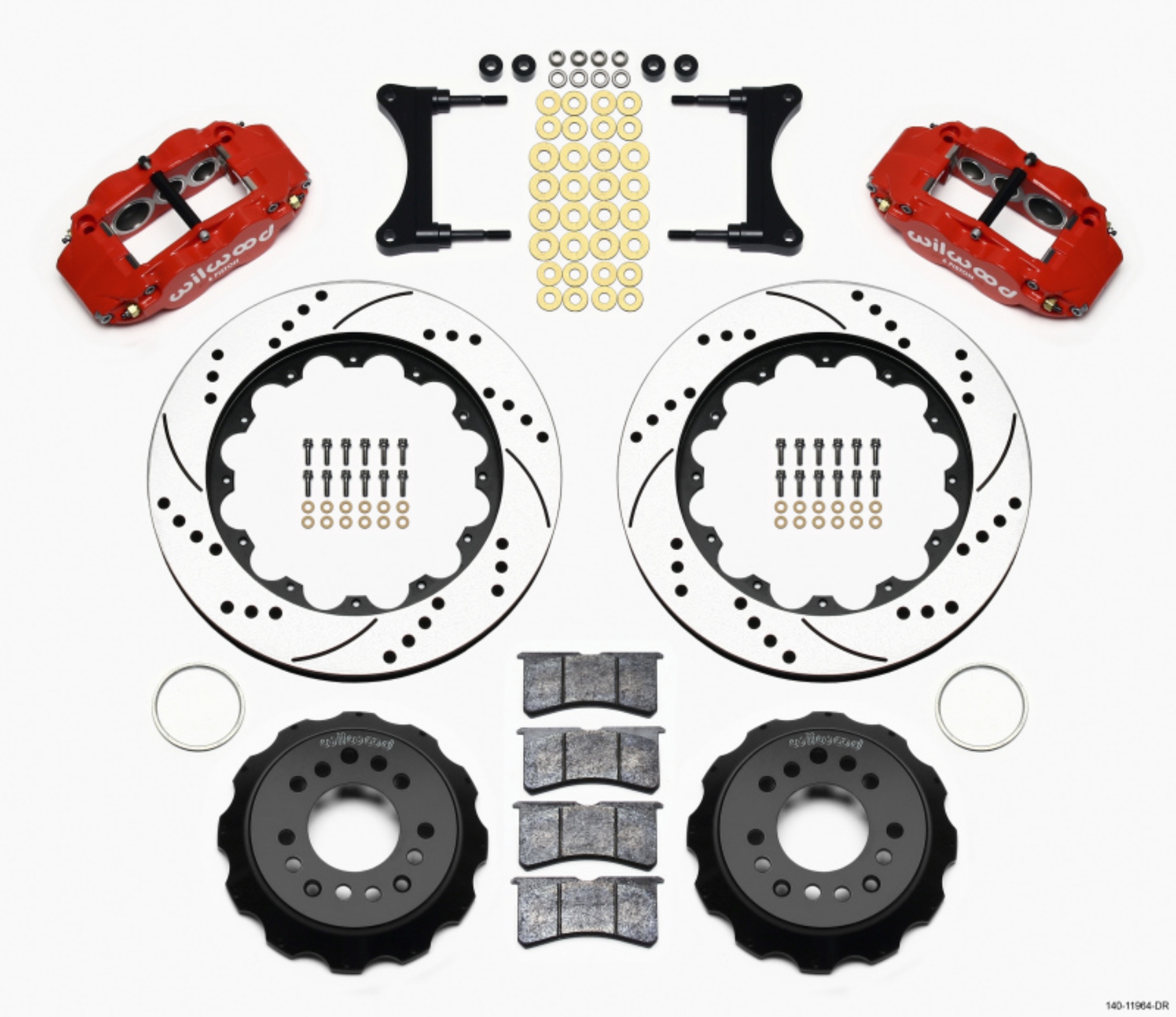 Picture of Wilwood Narrow Superlite 6R Front Hat Kit 14-00in Drill Red 93-96 Mazda RX7