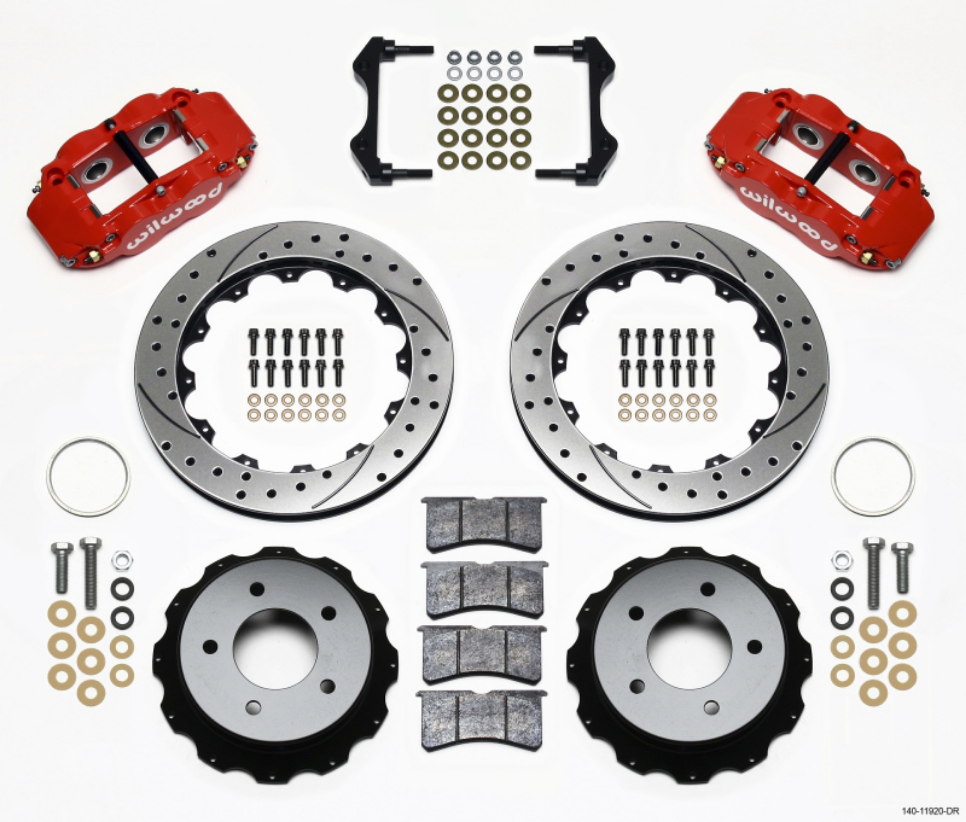 Picture of Wilwood Narrow Superlite 4R Rear Kit 12-88in Drilled Red 84-87 Corvette C4