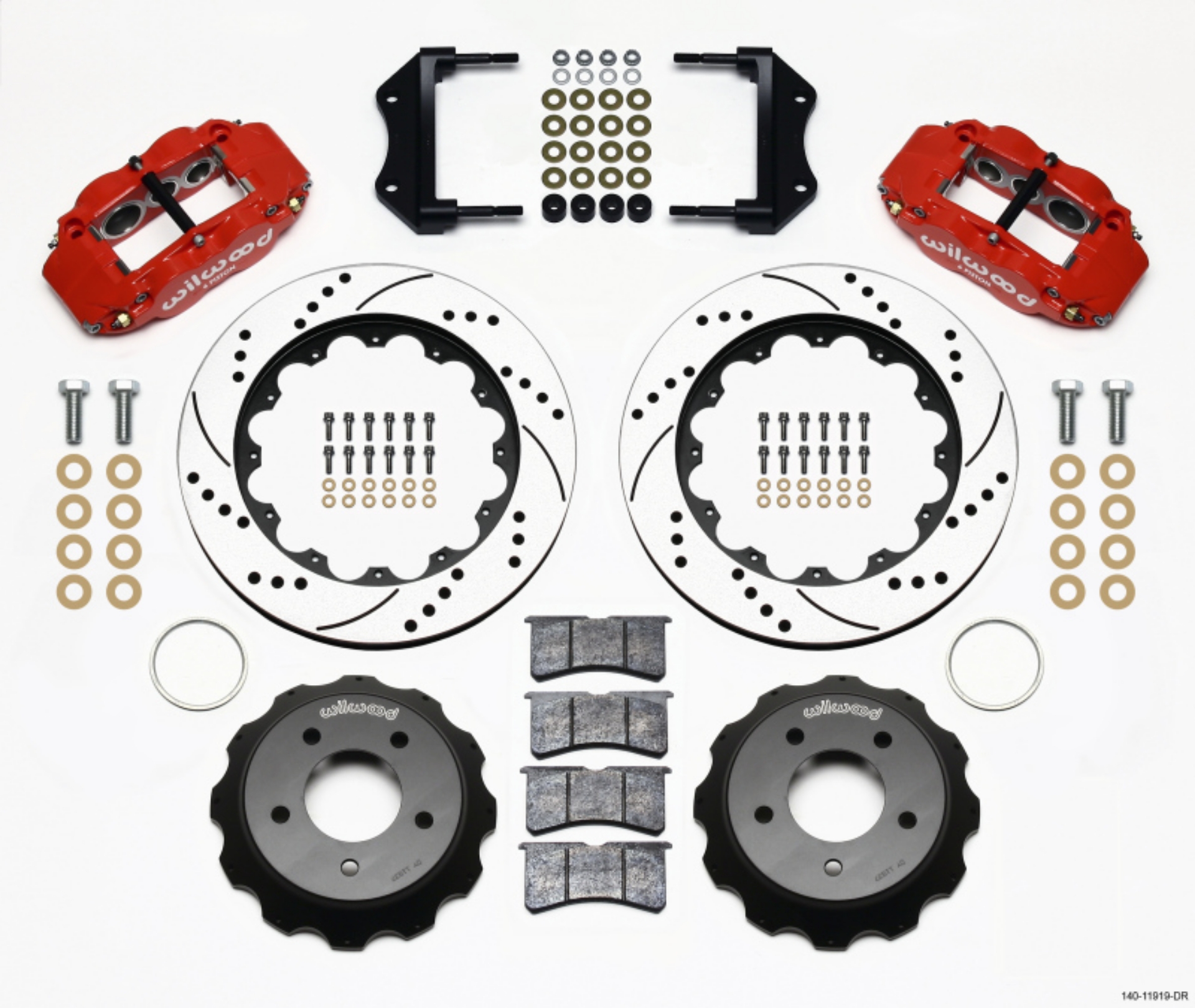 Picture of Wilwood Narrow Superlite 6R Front Hat Kit 14-00in Drilled Red 84-87 Corvette C4