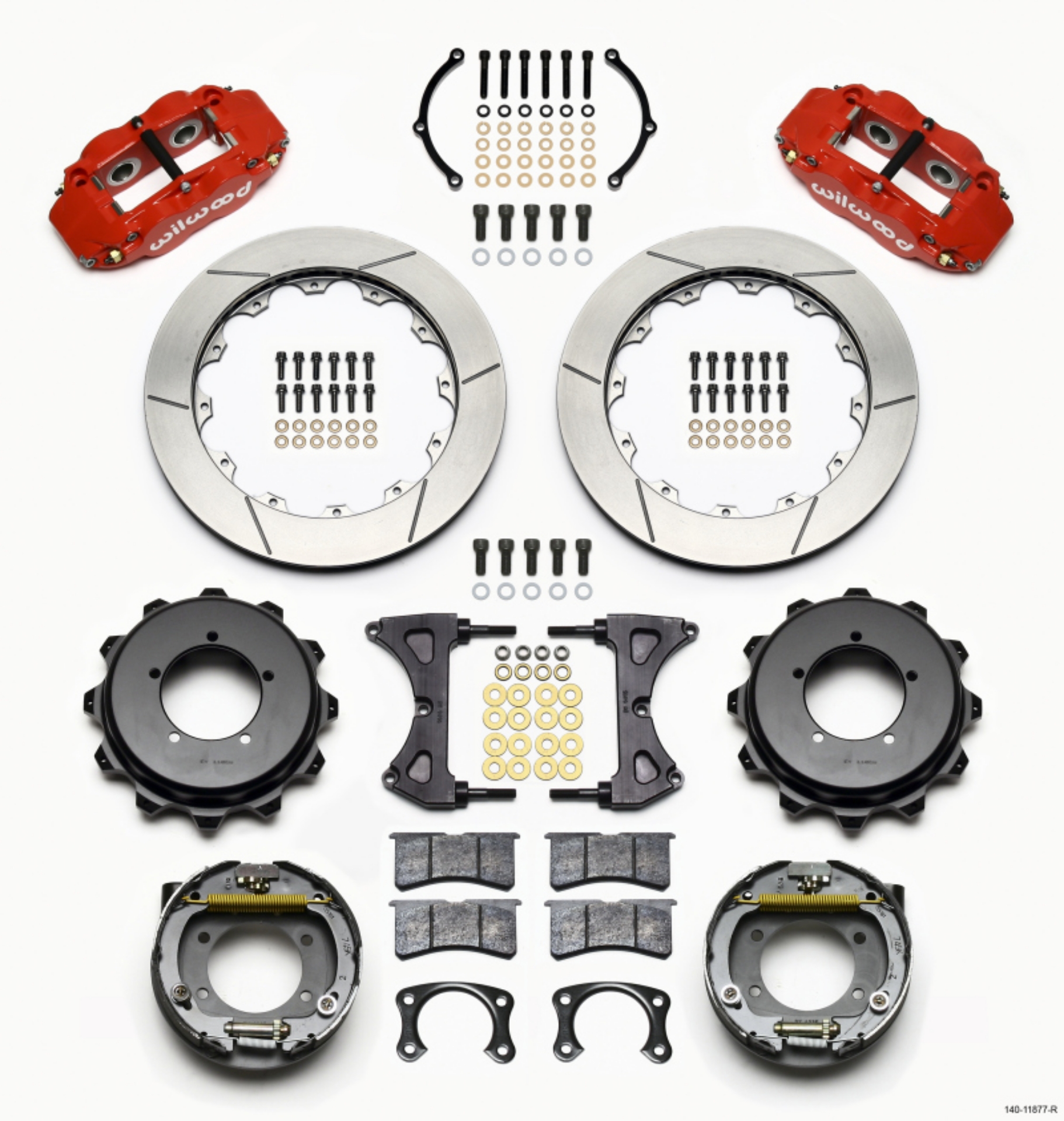 Picture of Wilwood Narrow Superlite 4R Rear Kit 12-88in Drilled Red Speedway Eng Floater w- New Style End
