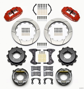 Picture of Wilwood Narrow Superlite 4R Rear Kit 12-88in Drilled Red Speedway Eng Floater w- New Style End