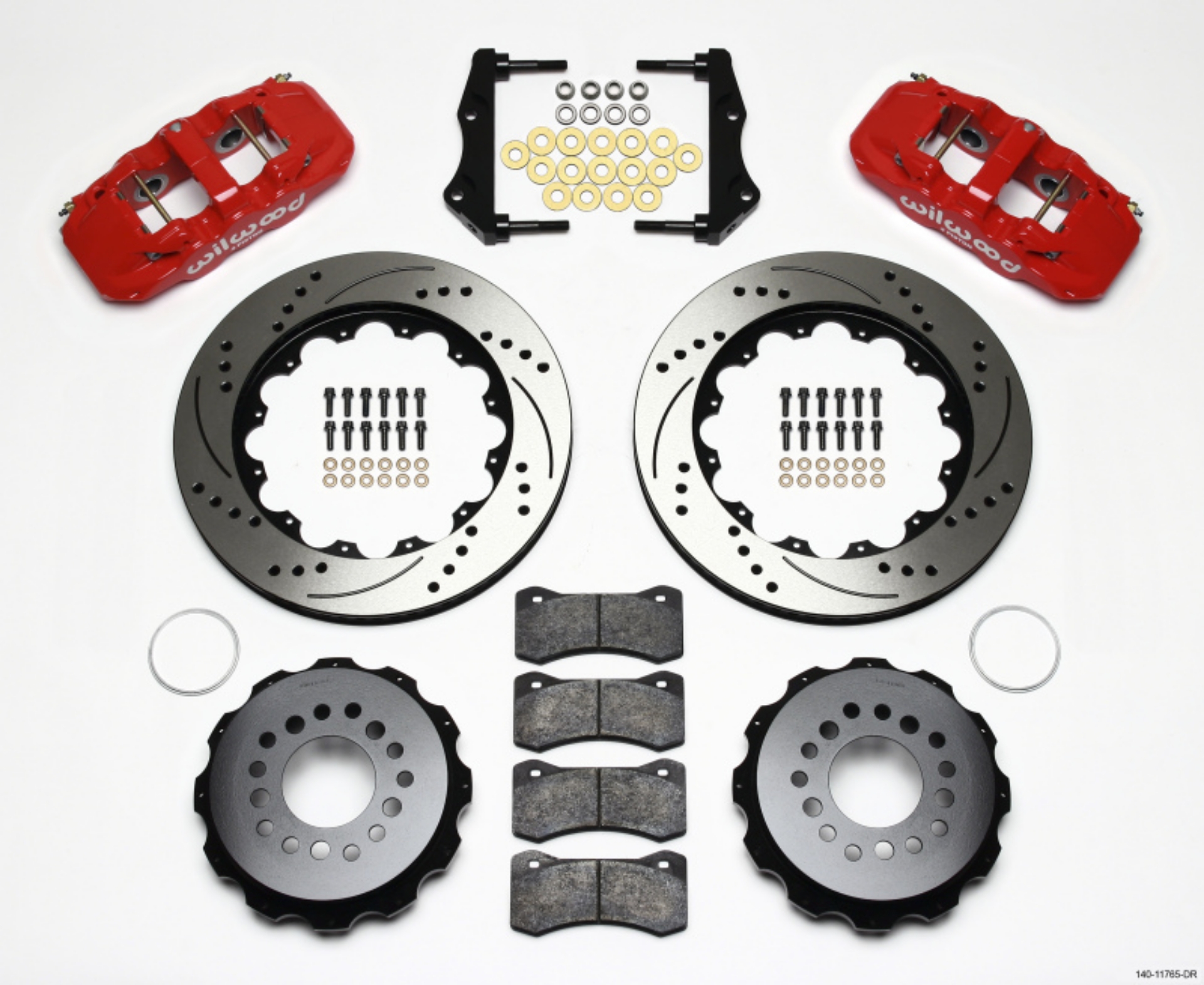 Picture of Wilwood AERO4 Rear Kit 14-25in Drilled Red 2006-10 Magnum-Challenger-Charger-300C