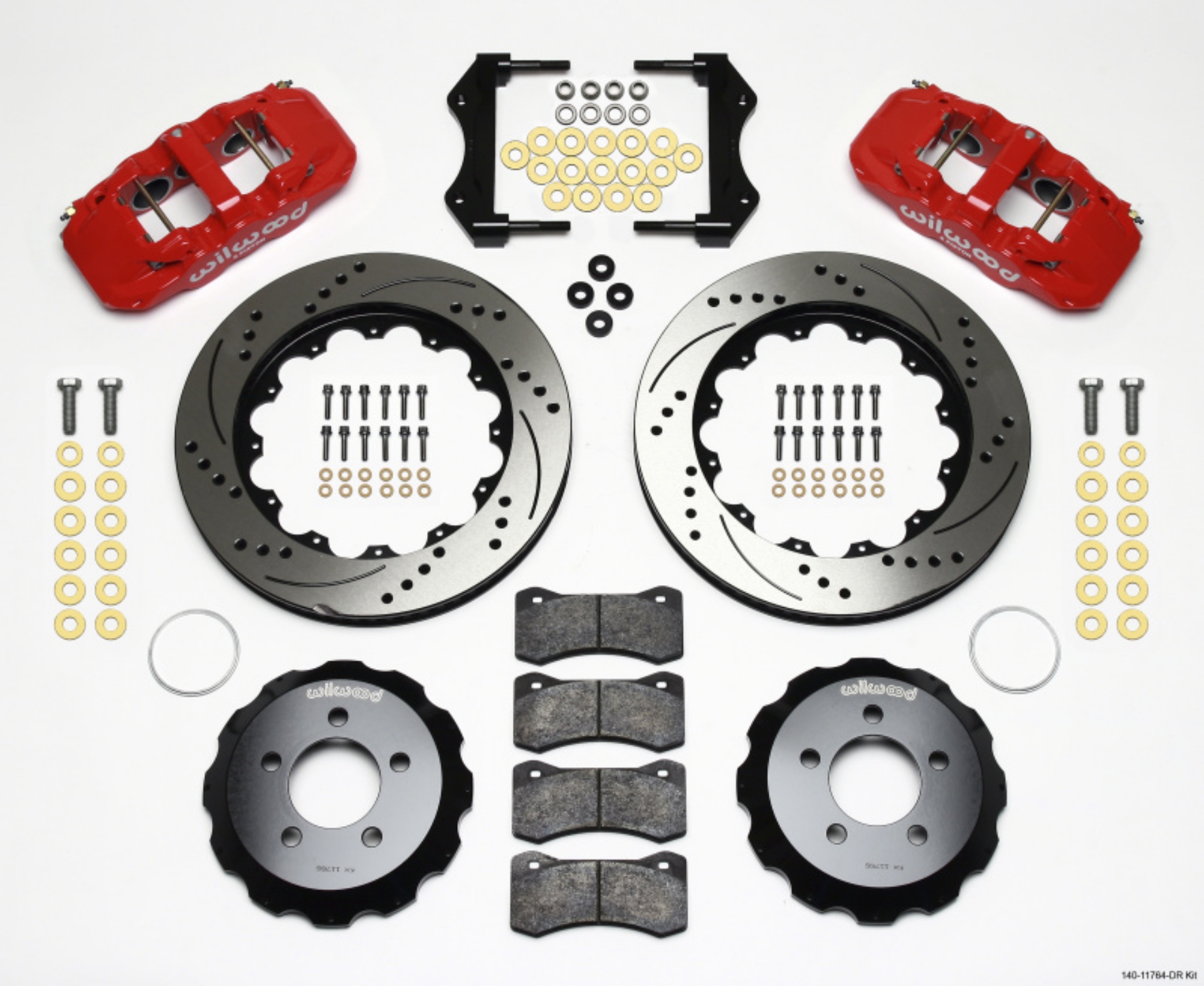 Picture of Wilwood AERO6 Front Hat Kit 14-25 Drilled Red 2006-10 Magnum-Challenger-Charger-300C