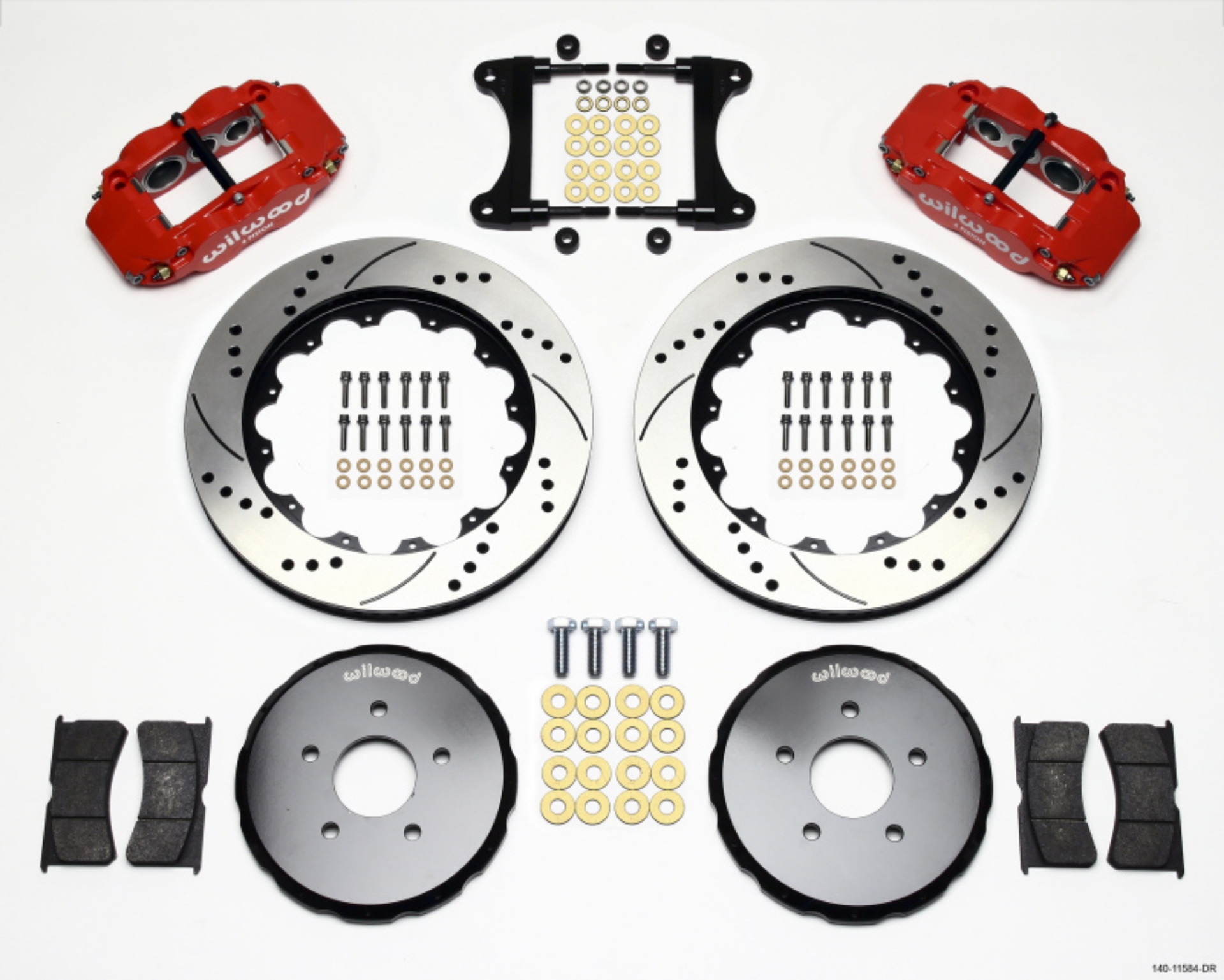 Picture of Wilwood Narrow Superlite 6R Front Hat Kit 14-00in Drill Red Nissan 370Z-Fiti G37