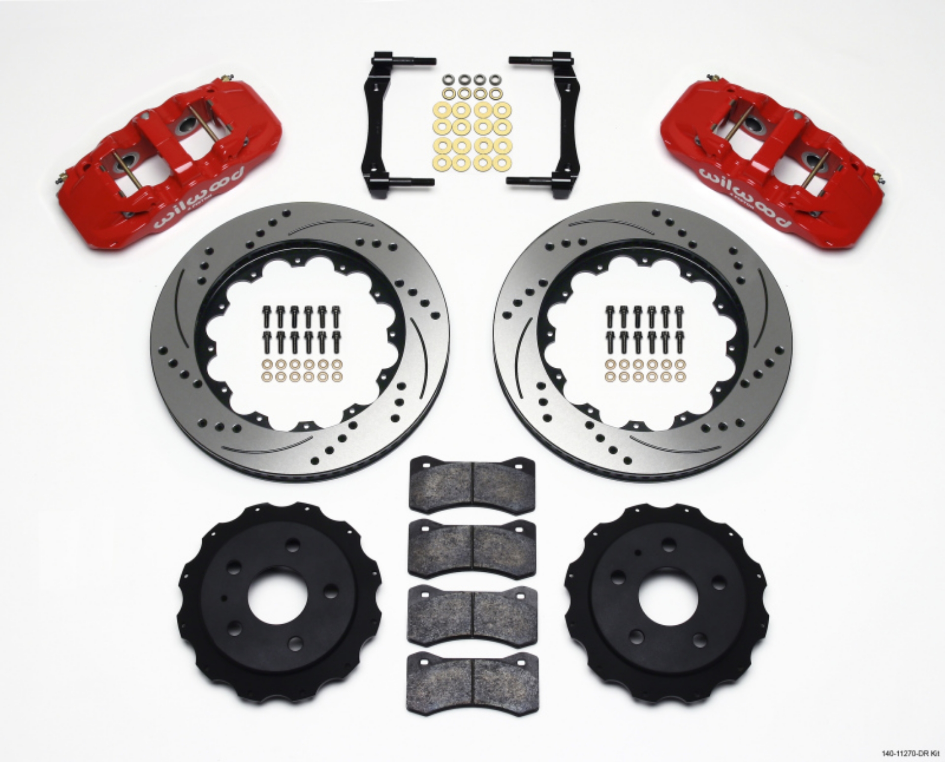 Picture of Wilwood AERO4 Rear Kit 14-25in Drilled Red 2010-2015 Camaro