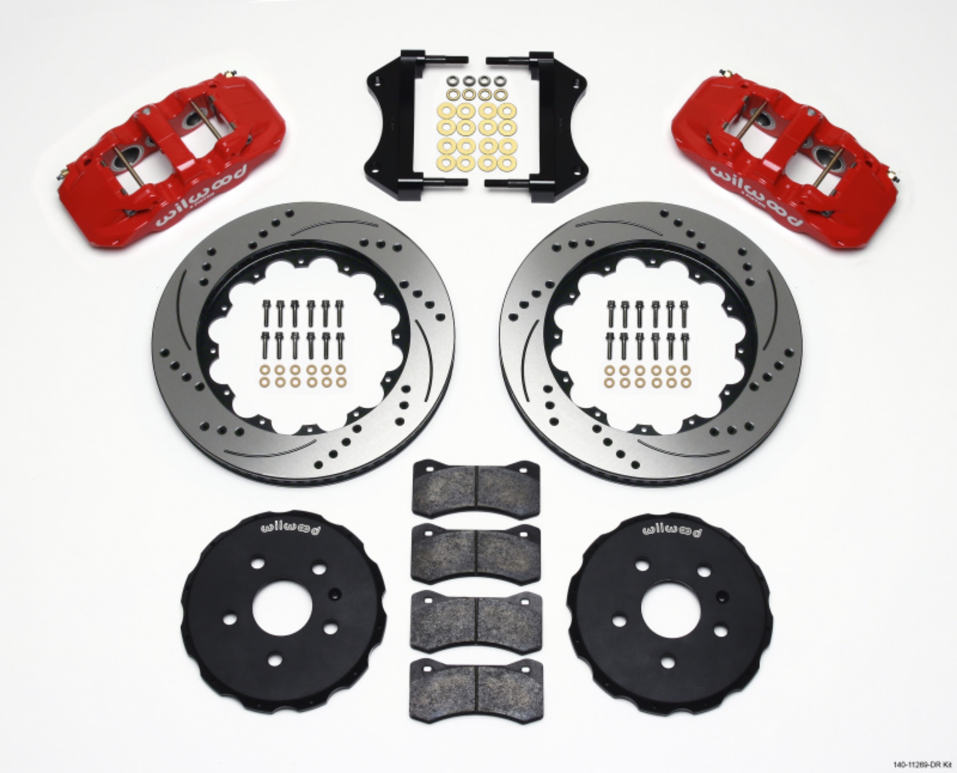 Picture of Wilwood AERO6 Front Hat Kit 14-25 Drilled Red 2010-2015 Camaro