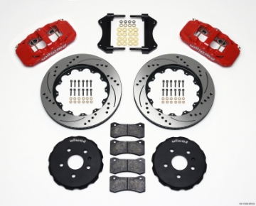 Picture of Wilwood AERO6 Front Hat Kit 14-25 Drilled Red 2010-2015 Camaro