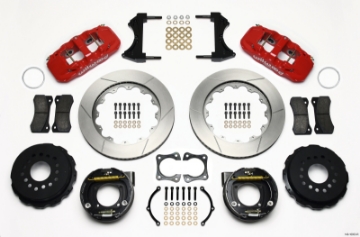 Picture of Wilwood AERO4 Rear P-Brake Kit 14-00in Red 58-64 Olds-Pontiac Ends 2-81in Offset