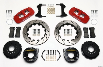 Picture of Wilwood AERO4 Rear P-Brake Kit 14-00in Drill Red 2005-2014 Mustang