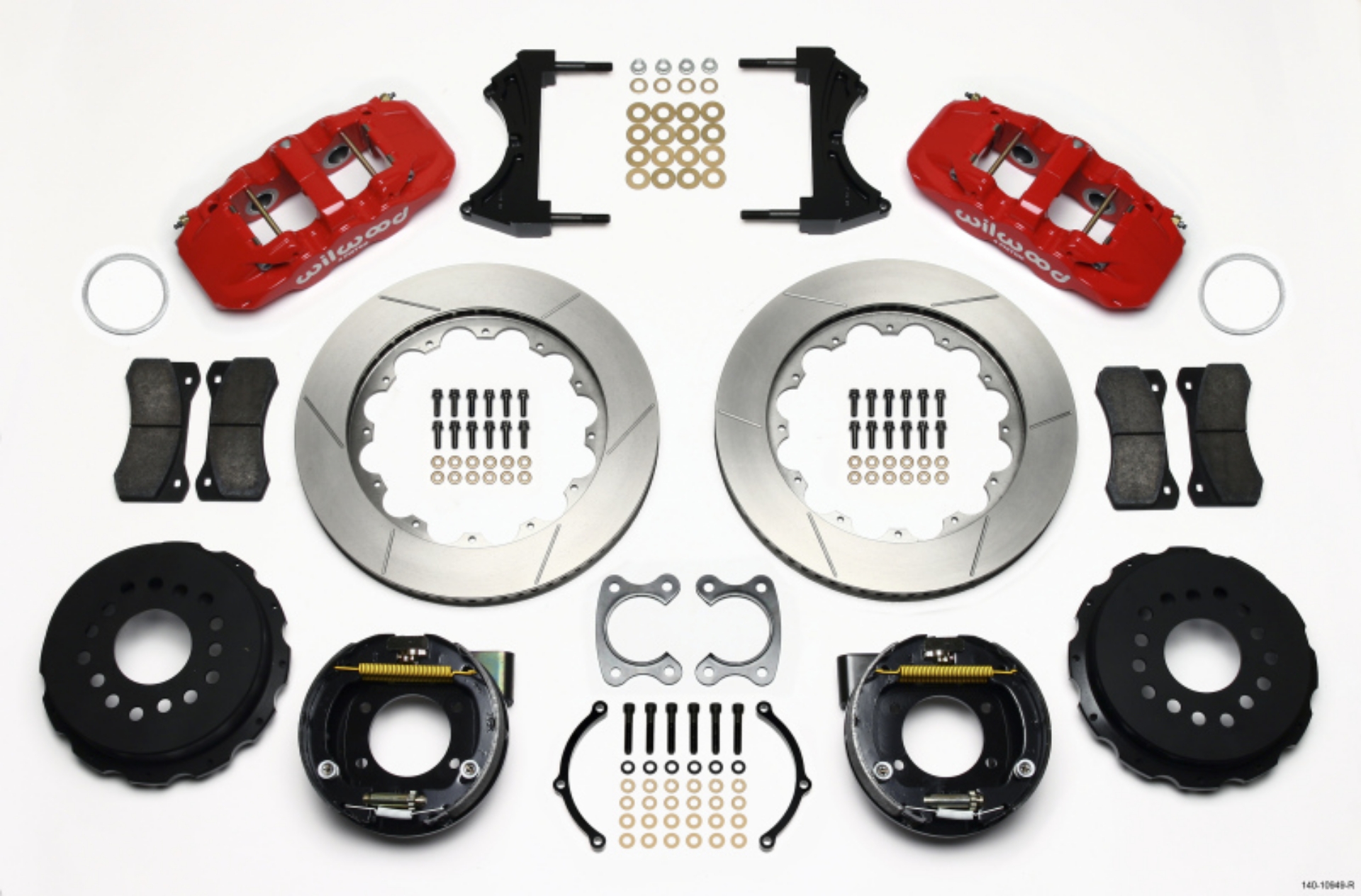 Picture of Wilwood AERO4 Rear P-Brake Kit 14-00in Red Small Ford 2-50in Offset