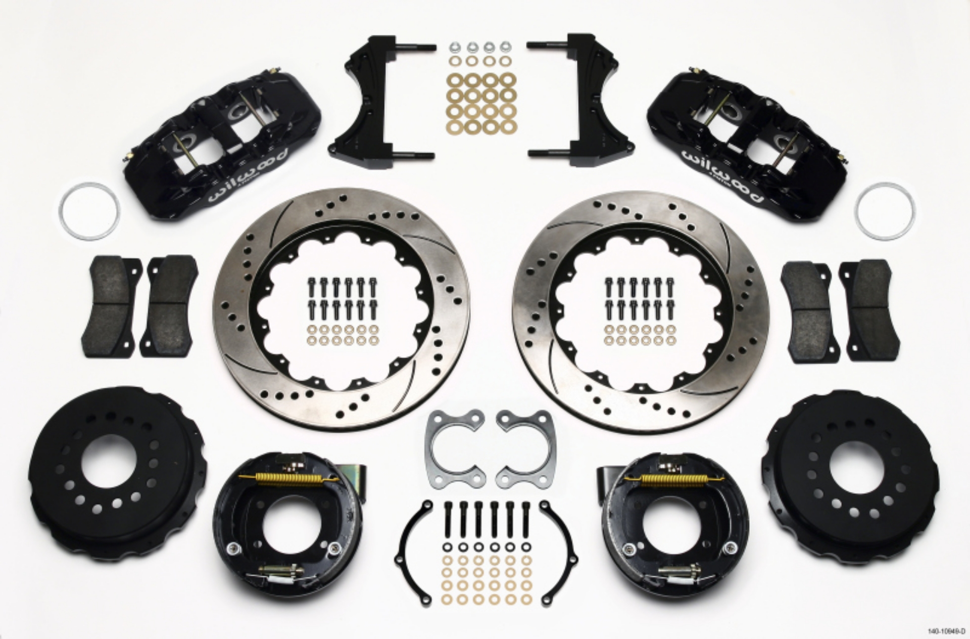 Picture of Wilwood AERO4 Rear P-Brake Kit 14-00in Drilled Small Ford 2-50in Offset