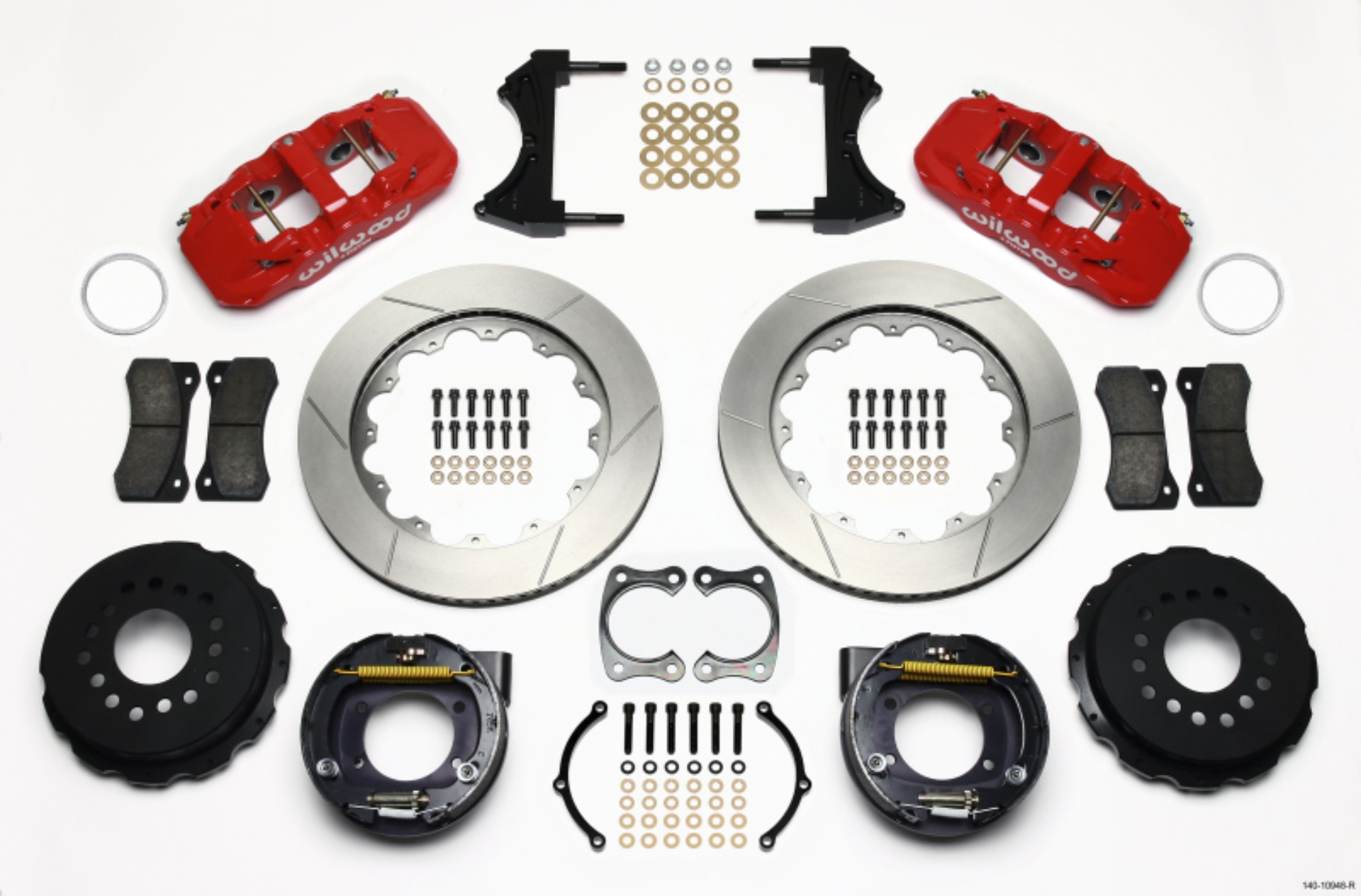 Picture of Wilwood AERO4 Rear P-Brake Kit 14-00in Red Big Ford New Style 2-50in Offset