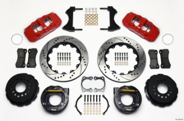 Picture of Wilwood AERO4 Rear P-Brake Kit 14-00in Drill Red Big Ford New Style 2-50in Offset