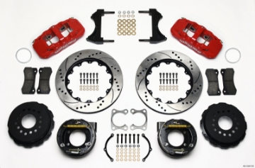 Picture of Wilwood AERO4 Rear P-Brake Kit 14-00in Drilled Red Big Ford Old Style 2-36in Offset