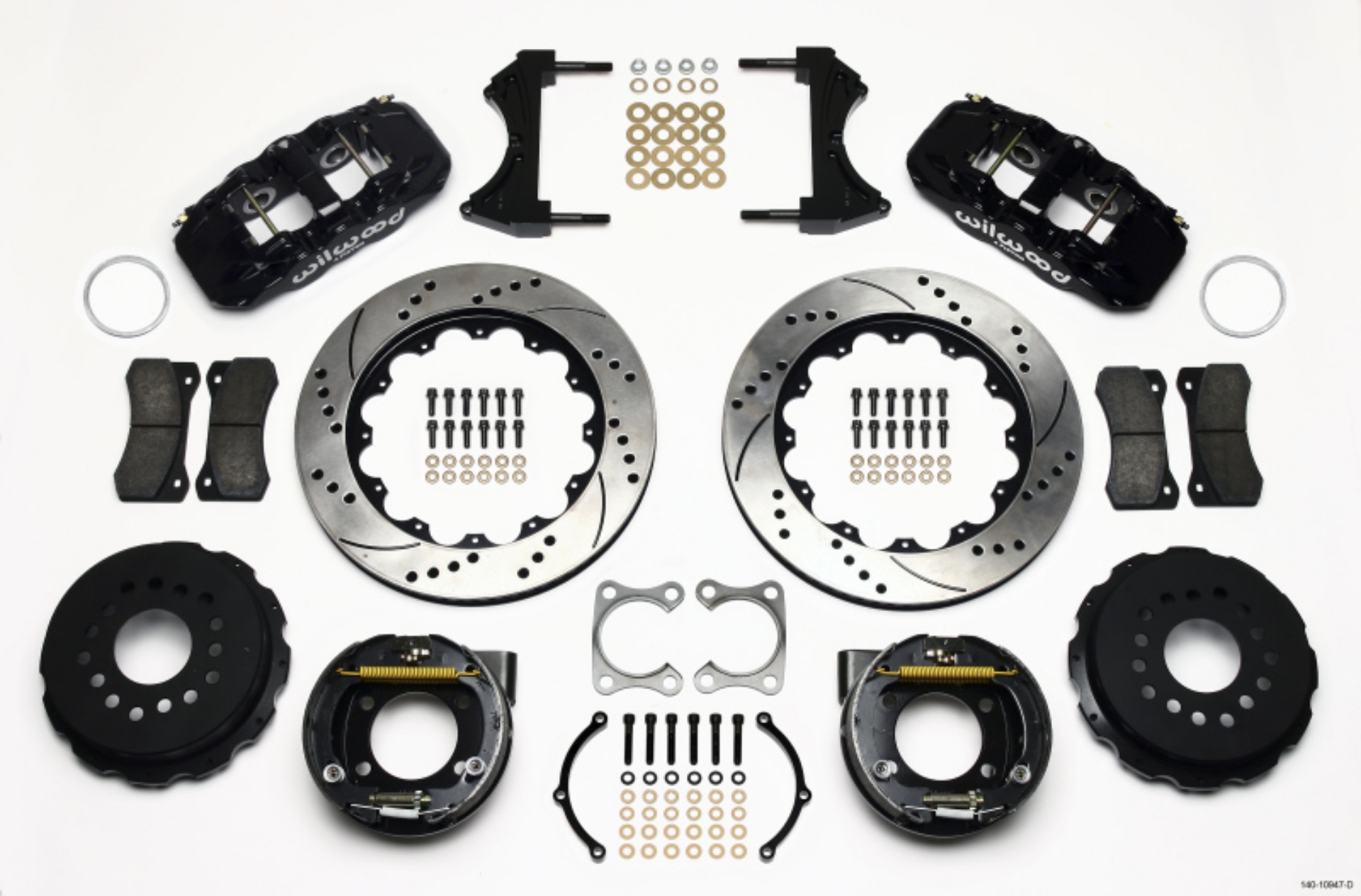 Picture of Wilwood AERO4 Rear P-Brake Kit 14-00in Drilled Big Ford Old Style 2-36in Offset