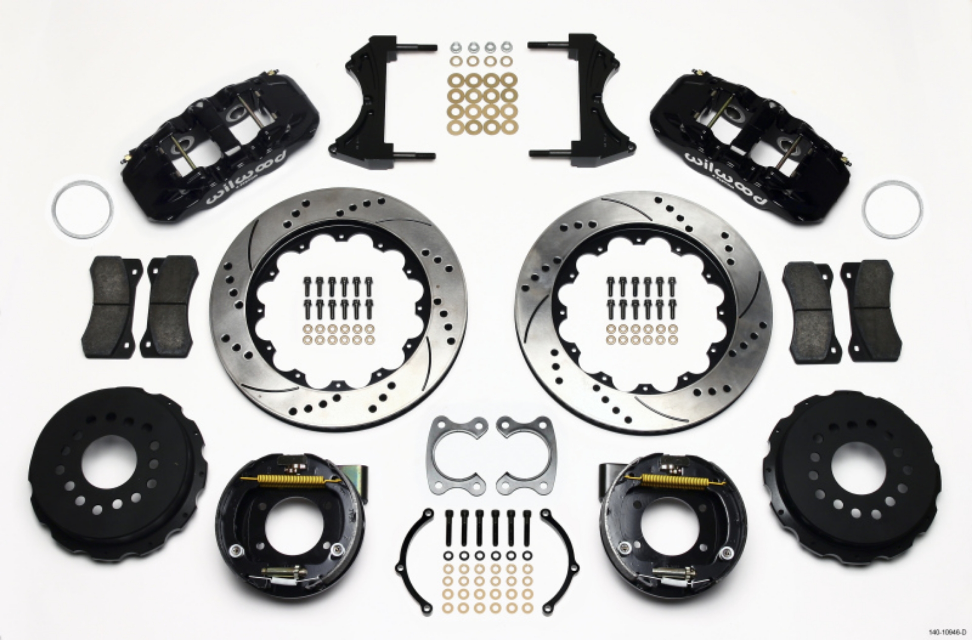 Picture of Wilwood AERO4 Rear P-Brake Kit 14-00in Drilled Small Ford 2-66in Offset