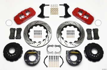 Picture of Wilwood AERO4 Rear P-Brake Kit 14-00in Drilled Red Big Ford New Style 2-36in Offset