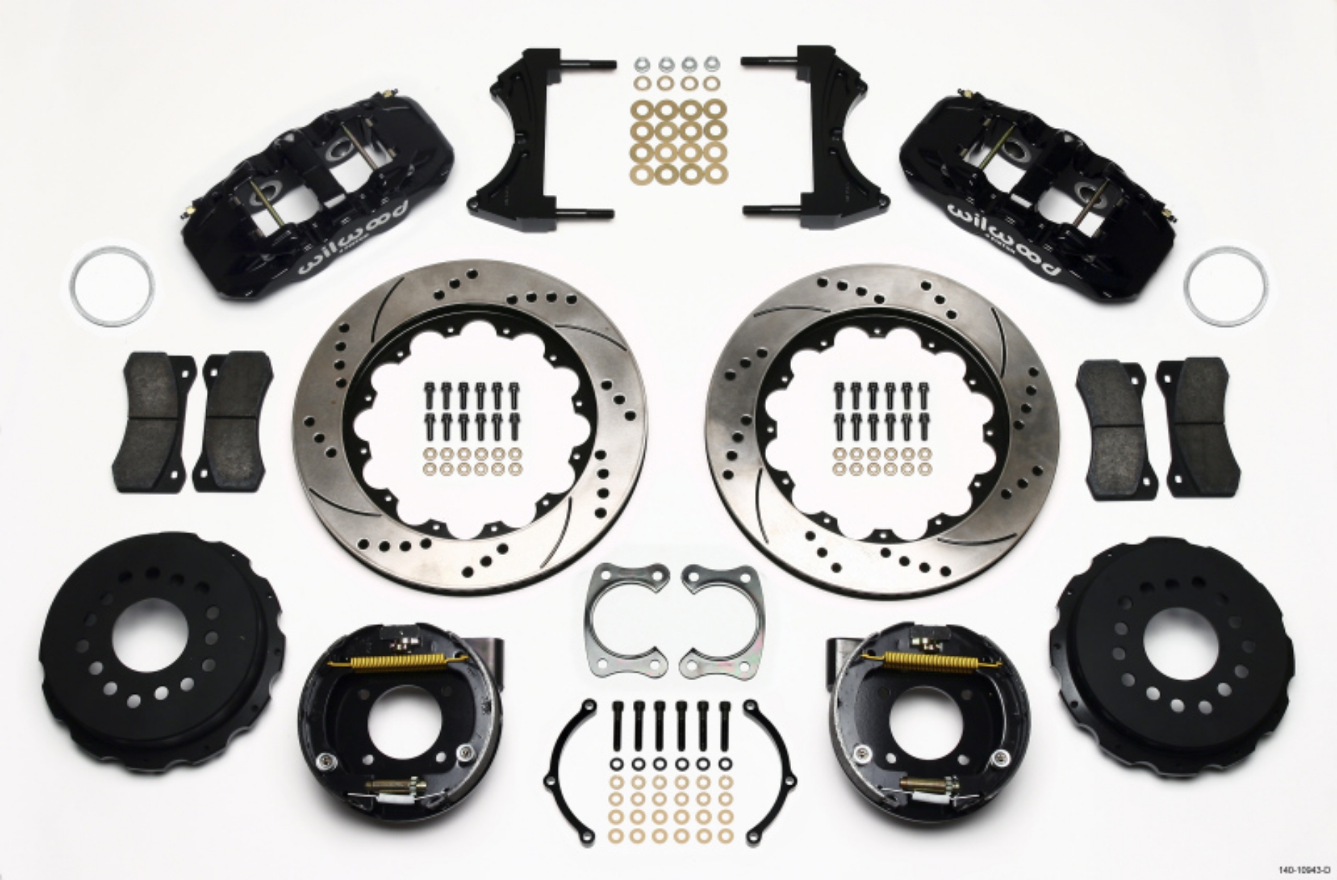 Picture of Wilwood AERO4 Rear P-Brake Kit 14-00in Drilled Chevy 12 Bolt w- C-Clips