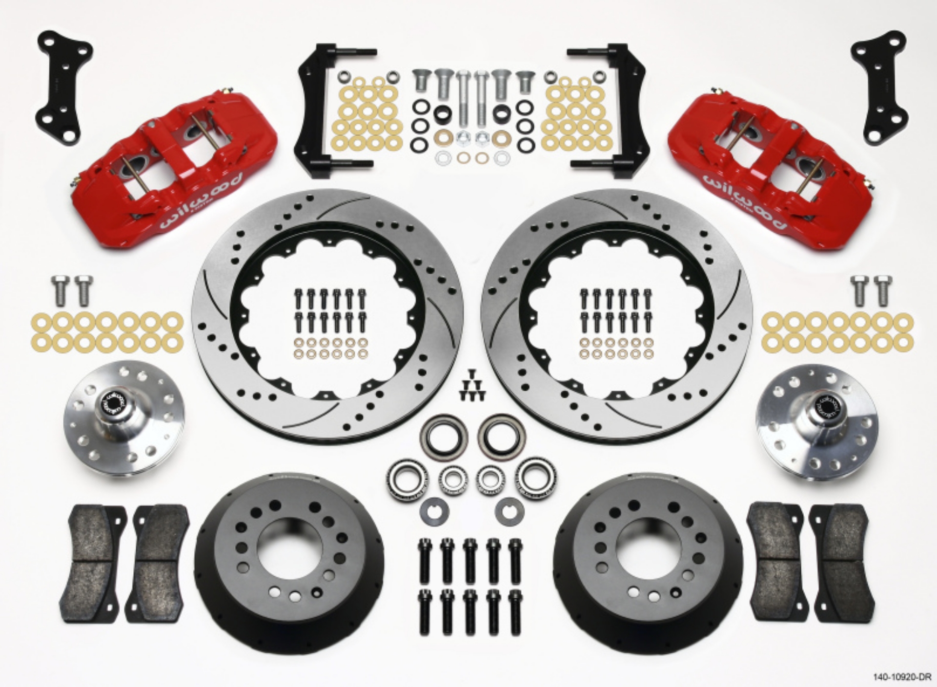 Picture of Wilwood AERO6 Front Hub Kit 14-00 Drilled Red 67-69 Camaro 64-72 Nova Chevelle