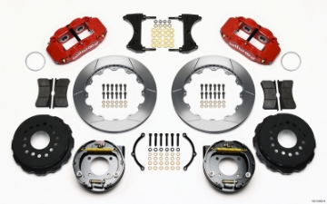 Picture of Wilwood Narrow Superlite 4R Rear P-Brk Kit 12-88in Red Chevy 12 Bolt-Spec 3-15in Bearing Front mt