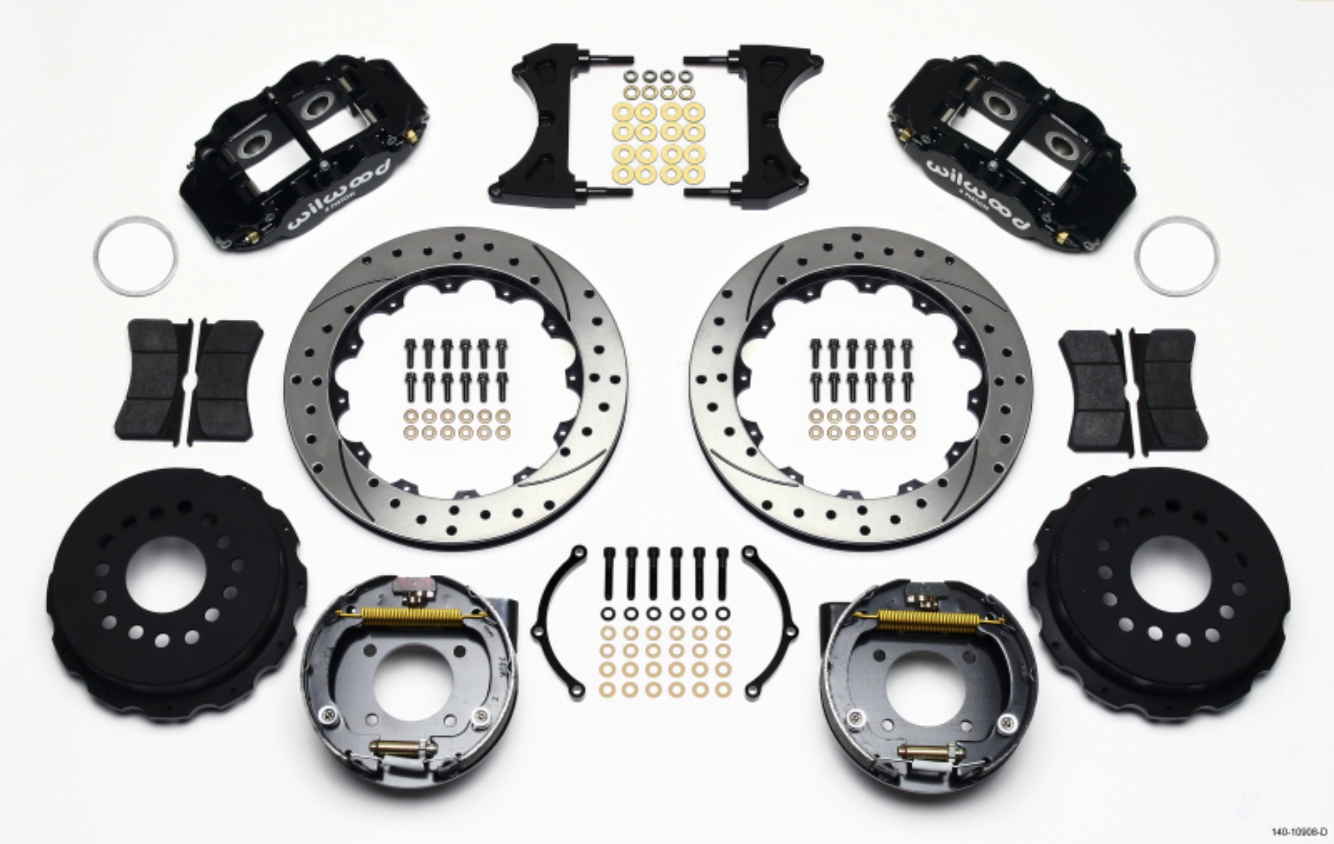 Picture of Wilwood Narrow Superlite 4R Rear P-Brk Kit 12-88in Drilled Chevy 12 Bolt w- C-Clips Staggered mt