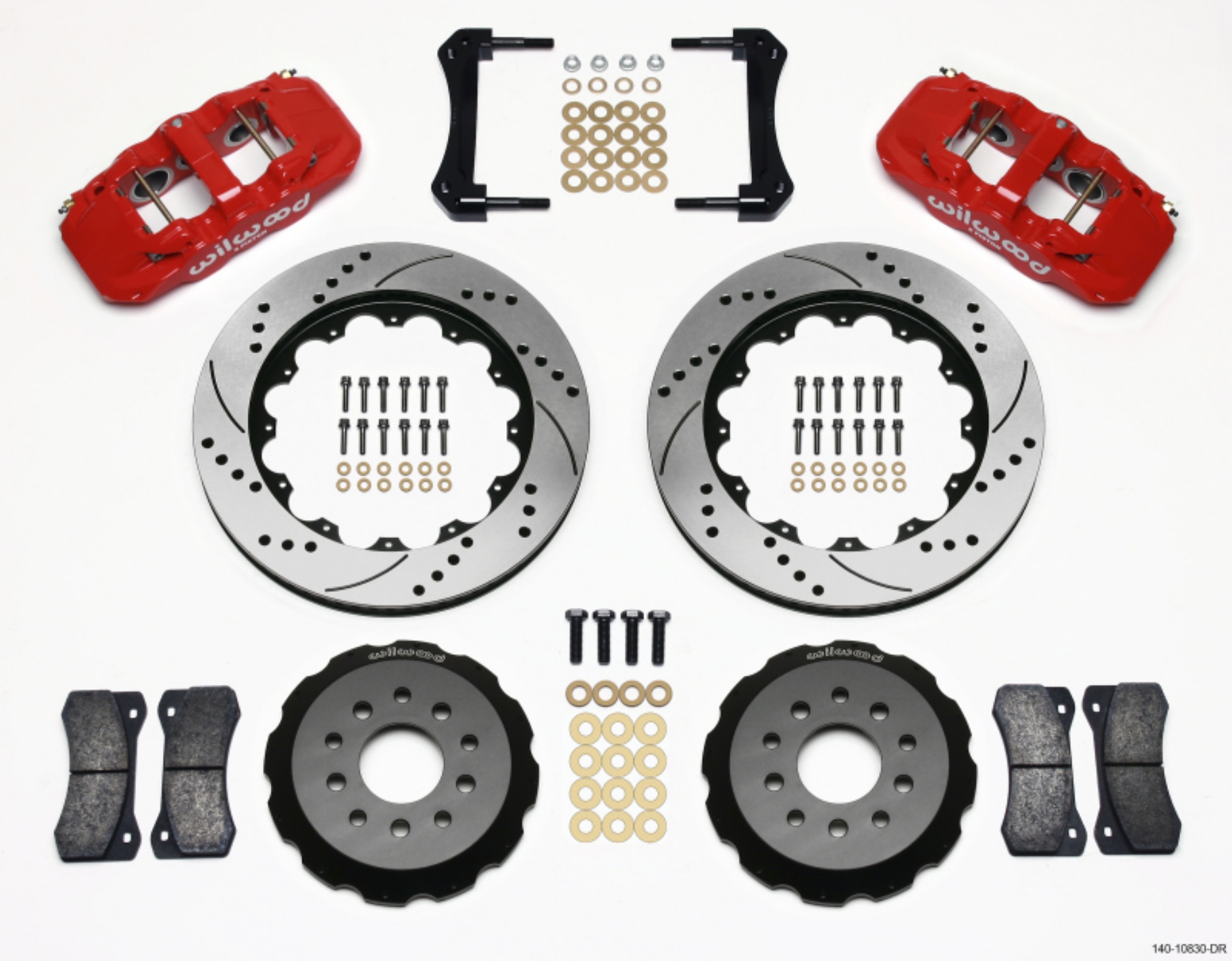 Picture of Wilwood AERO6 Front Hat Kit 14-00 Drilled Red 2005-2014 Mustang