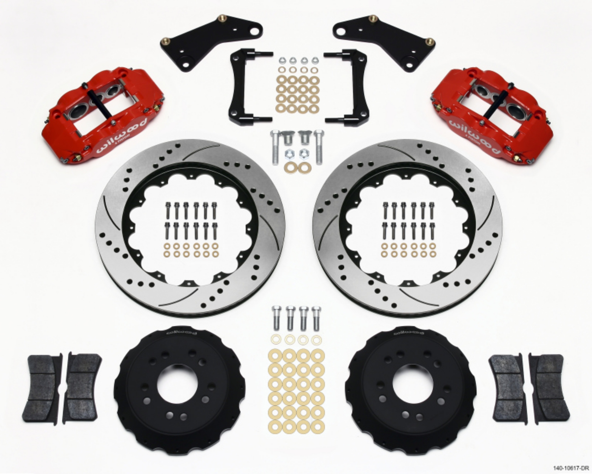 Picture of Wilwood Narrow Superlite 6R Front Hat Kit 14-00in Drill Red 65-82 Corvette C2-C3