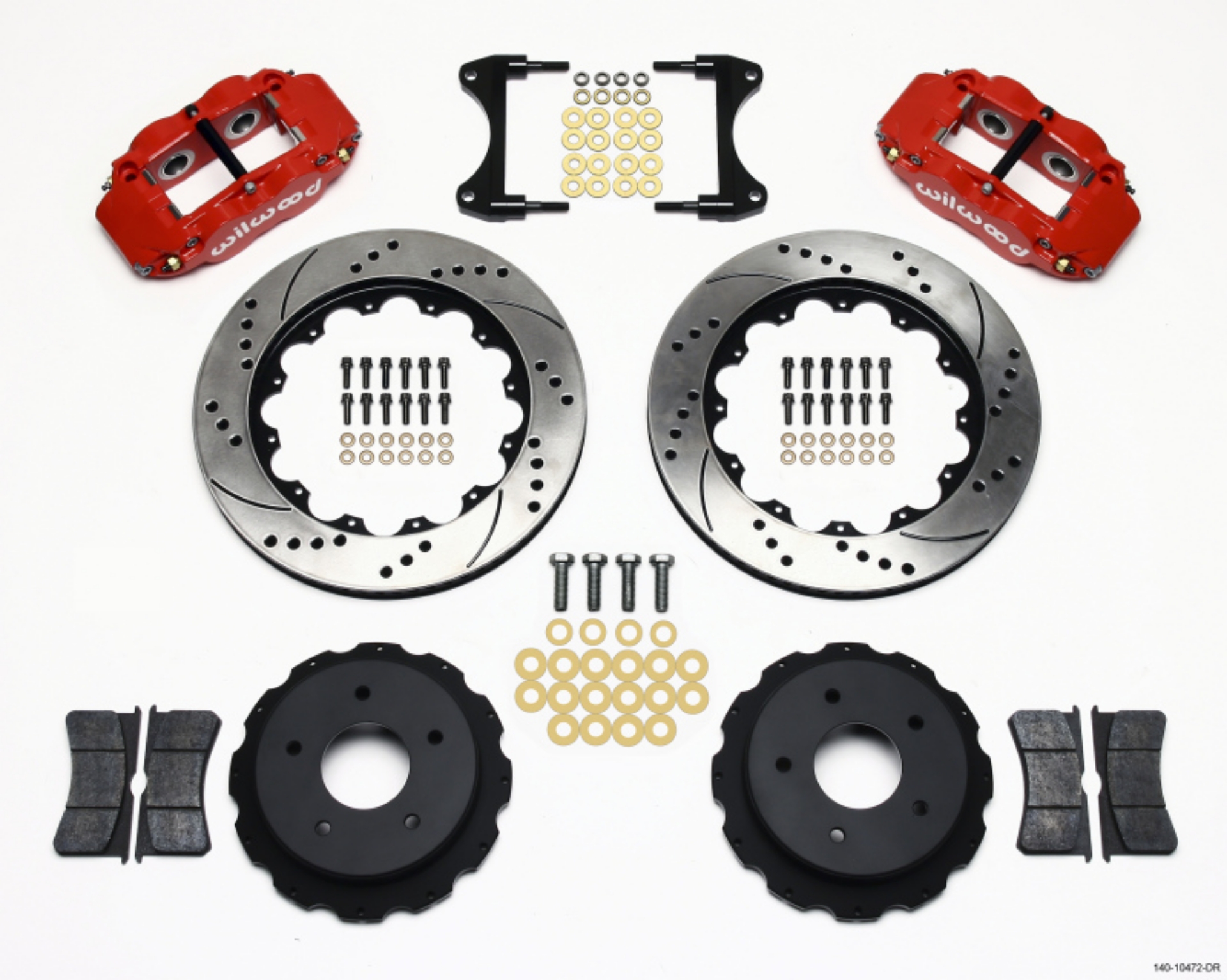 Picture of Wilwood Narrow Superlite 4R Rear Kit 14-00in Drill Red 65-82 Corvette C2-C3
