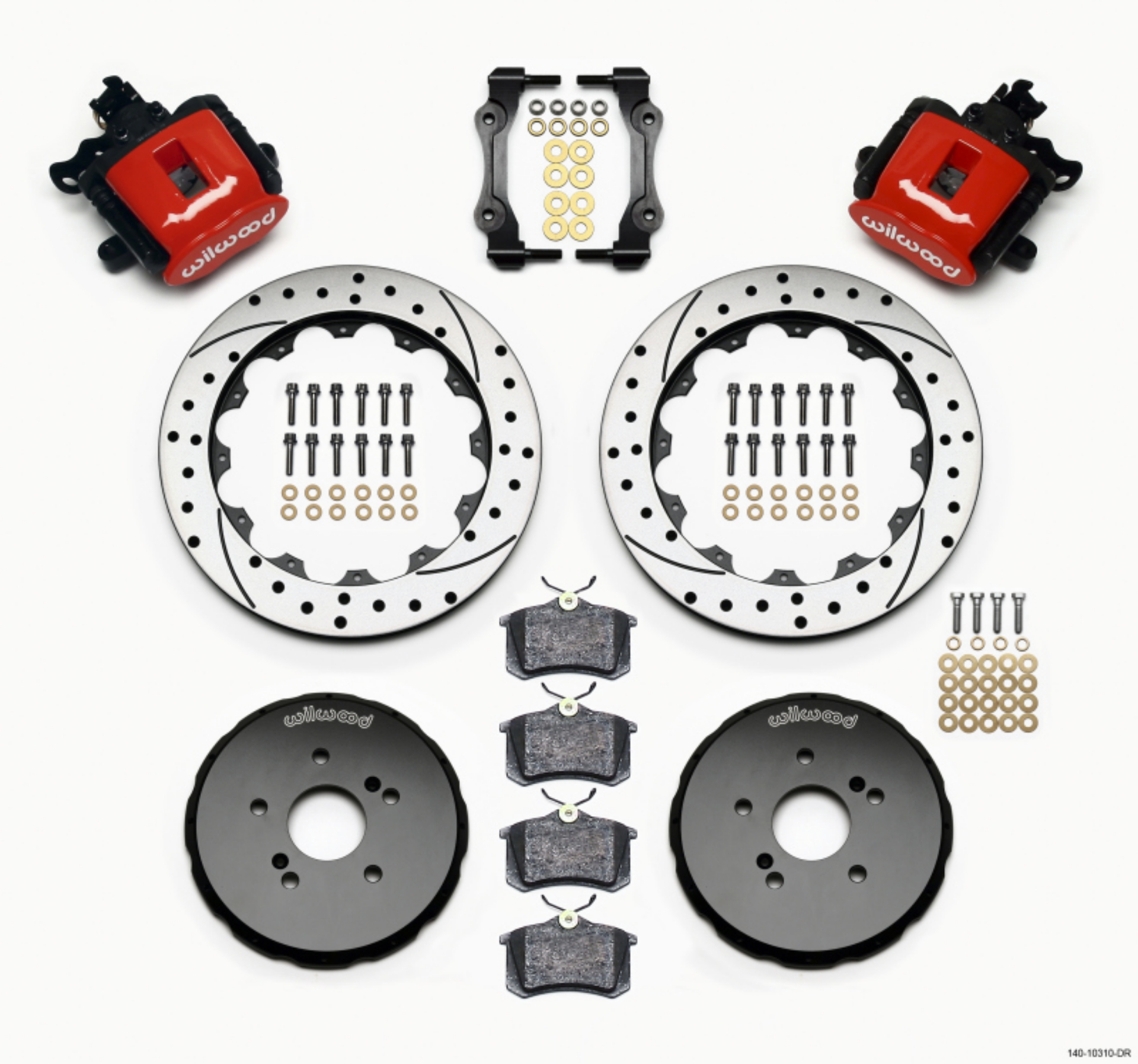 Picture of Wilwood Combination Parking Brake Rear Kit 12-88in Drilled Red Honda S2000