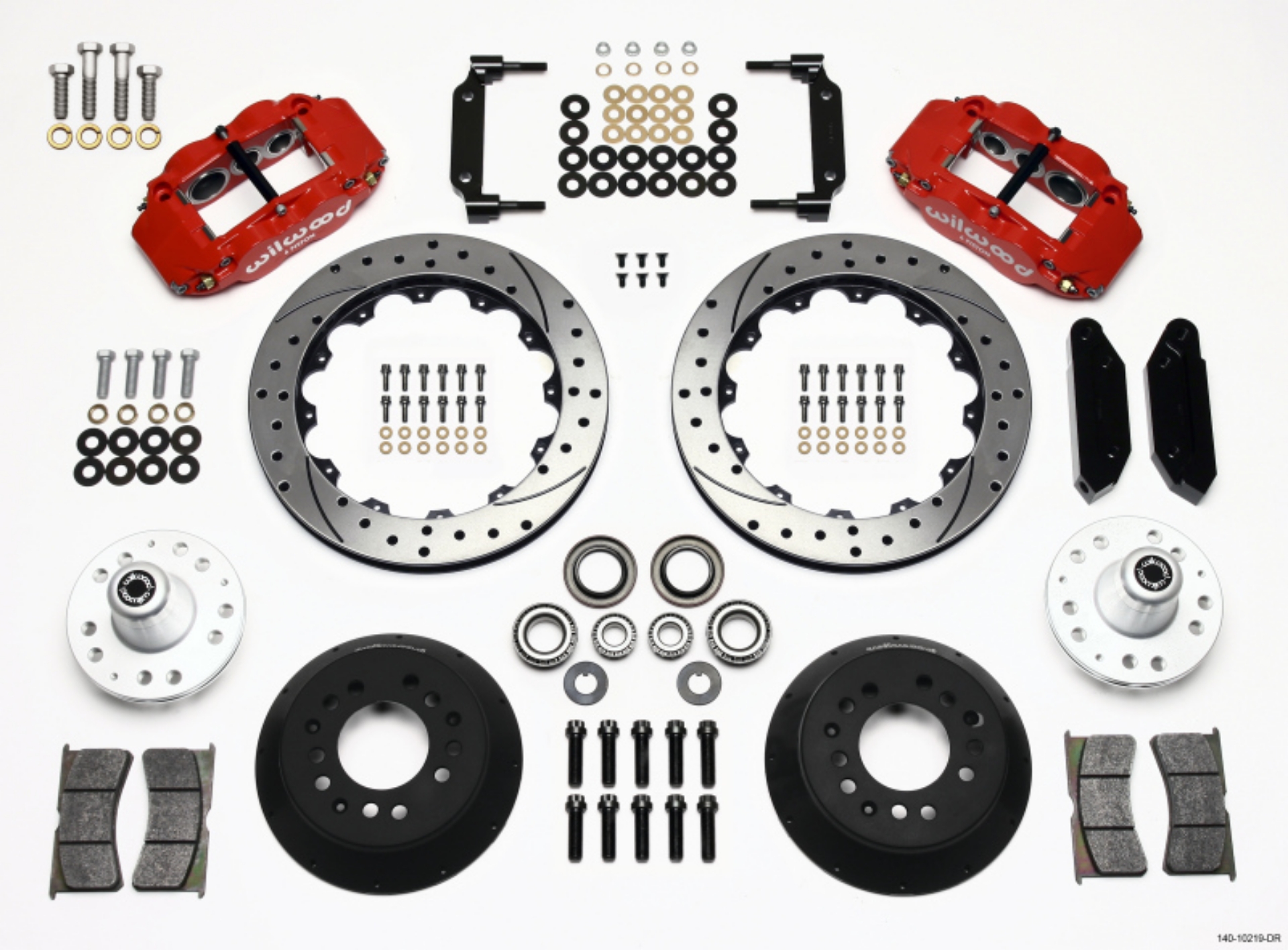 Picture of Wilwood Narrow Superlite 6R Front Hub Kit 12-88in Drilled Red 1968-1969 Mustang Disc Spindle