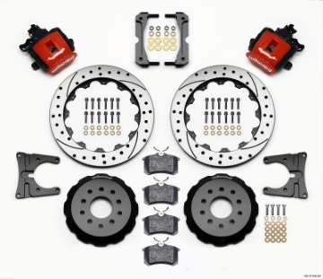 Picture of Wilwood Combination Parking Brake Rear Kit 12-88in Drilled Red 2005-2014 Mustang