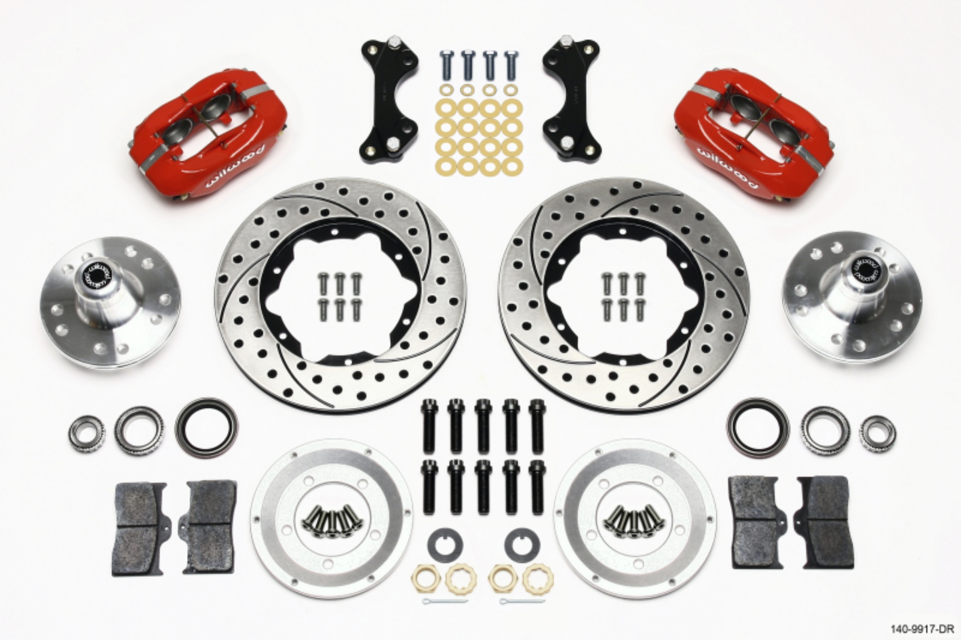 Picture of Wilwood Forged Dynalite Front Kit 11-00in Drilled-Red WWE ProSpindle