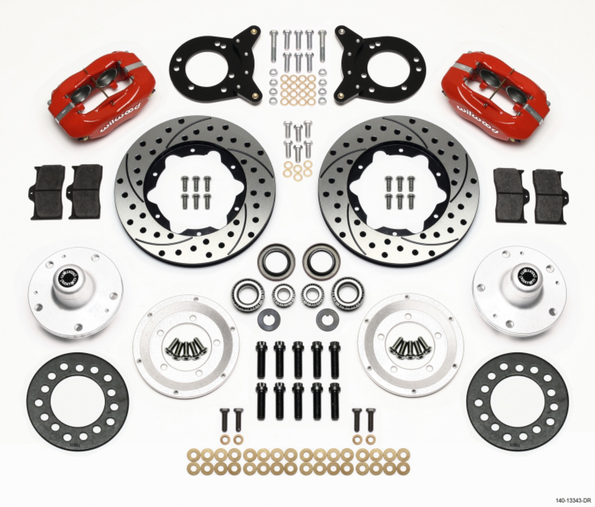 Picture of Wilwood Dynapro Dust-Boot Front Kit 11-00in Drilled Red 1965-1969 Mustang Disc & Drum Spindle