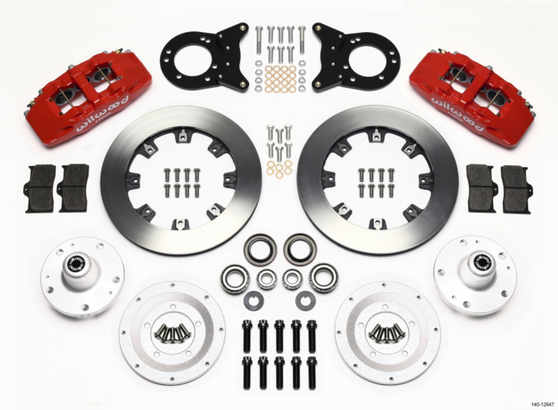 Picture of Wilwood Dynapro 6 Front Hub Kit 12-19in Red 1965-1969 Mustang Disc & Drum Spindle