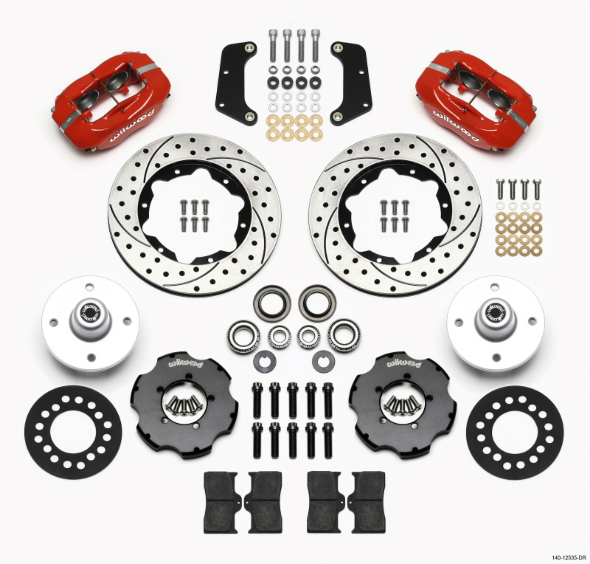 Picture of Wilwood Forged Dynalite Front Kit 10-75in Drilled Red 64-65 Mustang 6 Cylinder 4-lug
