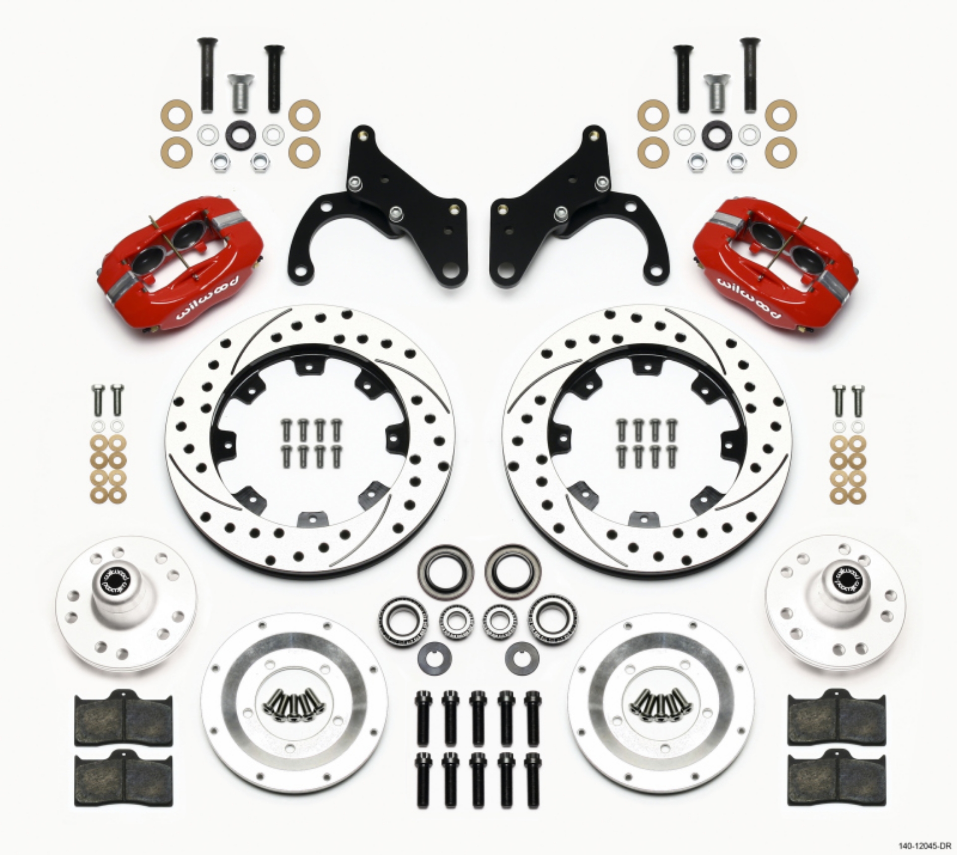 Picture of Wilwood Forged Dynalite Front Kit 12-19in Drilled Red 69-70 Impala Drum-Disc 69-82 Vette