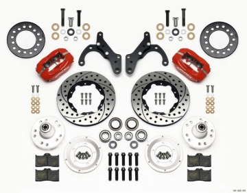 Picture of Wilwood Forged Dynalite Front Kit 11-00in Drill-Red 65-68 Chevy Impala -Drum Spindle