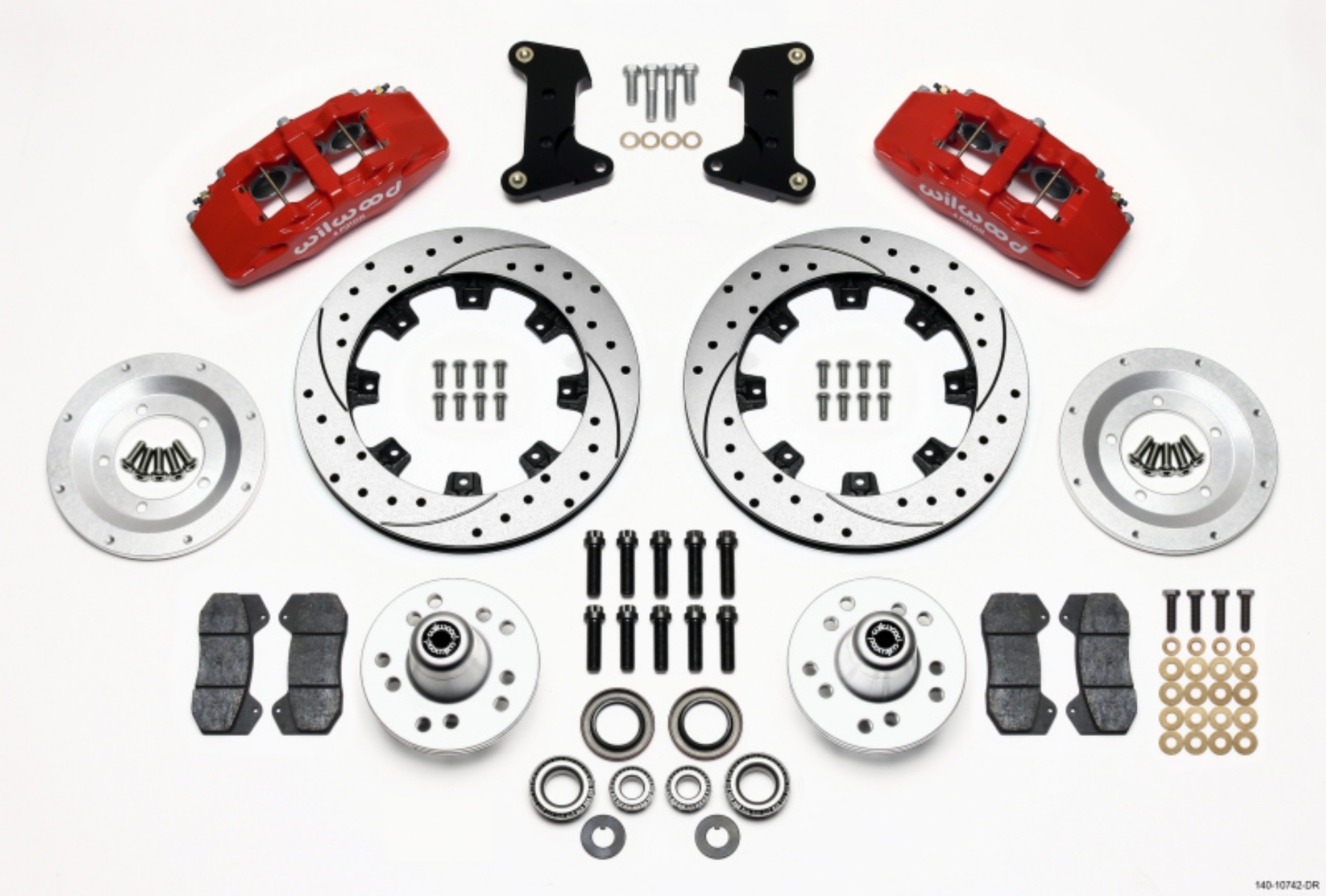 Picture of Wilwood Dynapro 6 Front Hub Kit 12-19in Drilled Red 74-80 Pinto-Mustang II Disc Spindle only