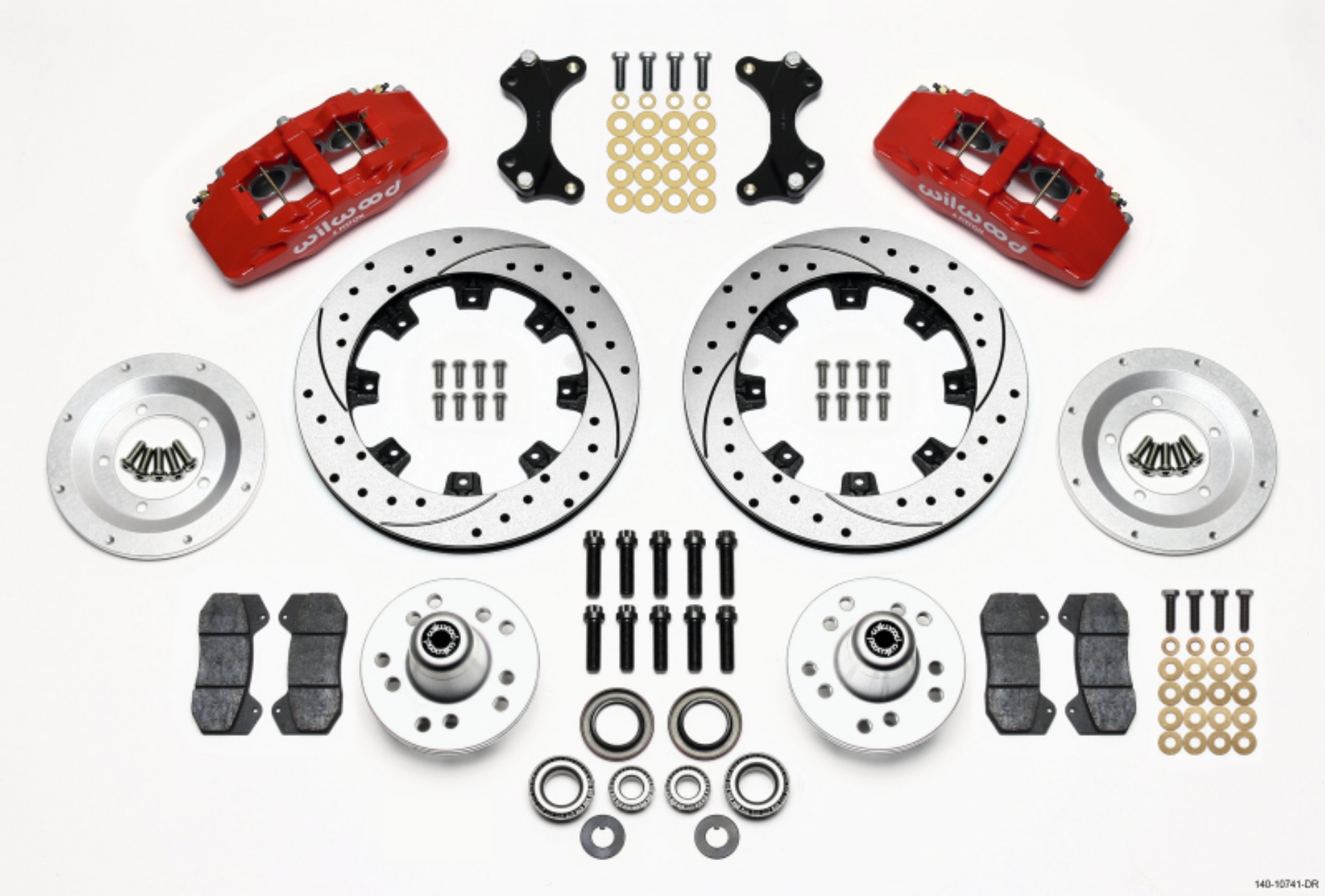 Picture of Wilwood Dynapro 6 Front Hub Kit 12-19in Drilled Red WWE ProSpindle