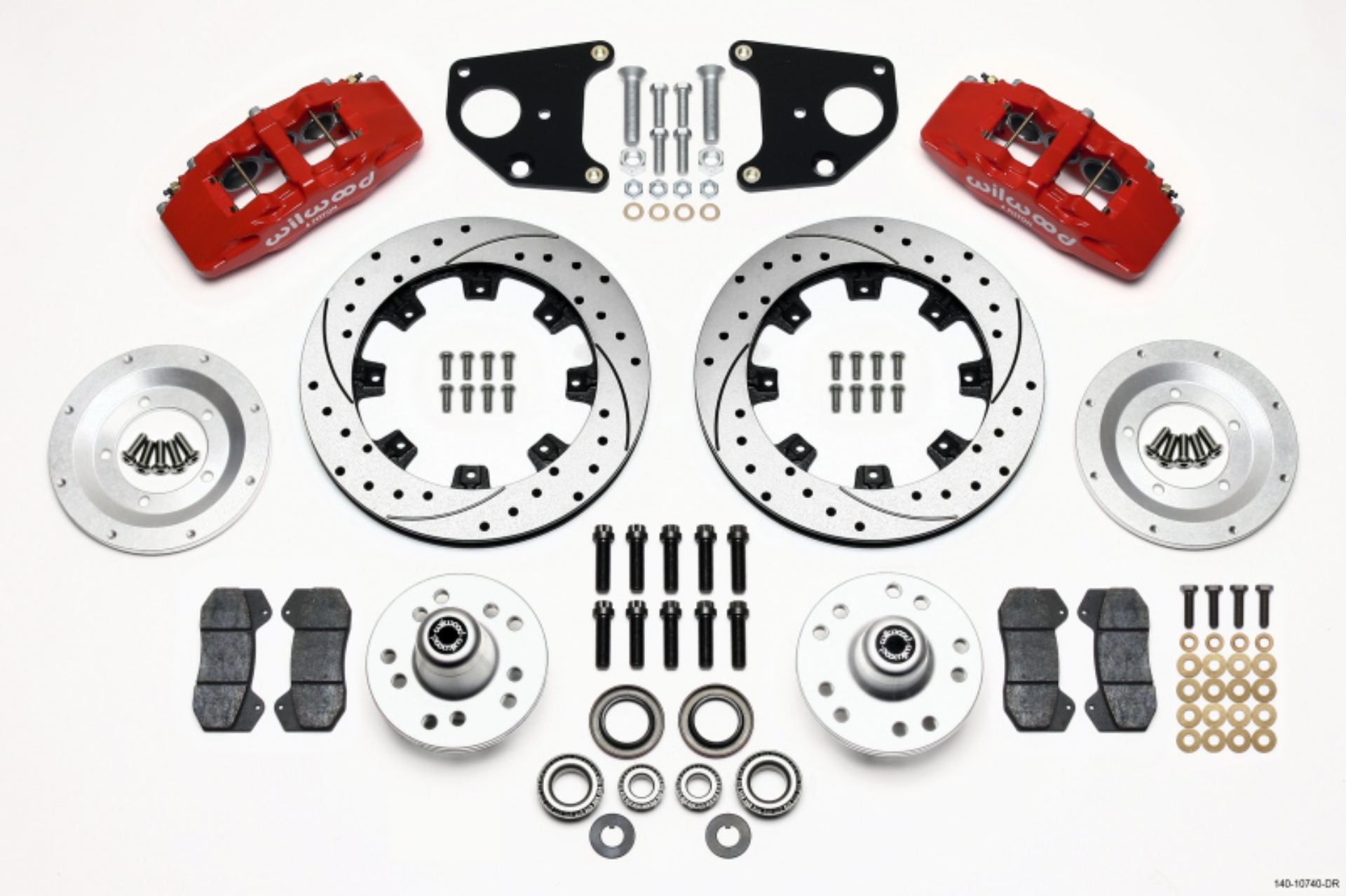 Picture of Wilwood Dynapro 6 Front Hub Kit 12-19in Drilled Red 62-72 CDP B & E Body-Drum