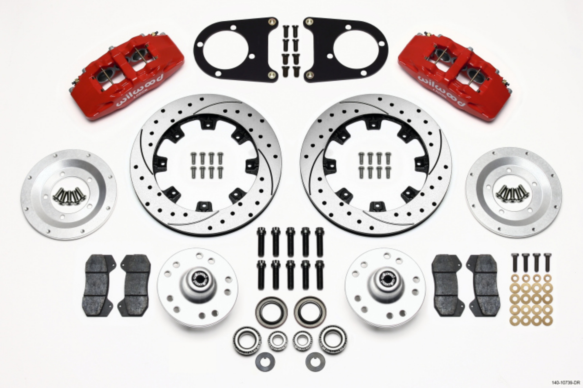 Picture of Wilwood Dynapro 6 Front Hub Kit 12-19in Drilled Red 37-48 Ford Psgr- Car Spindle