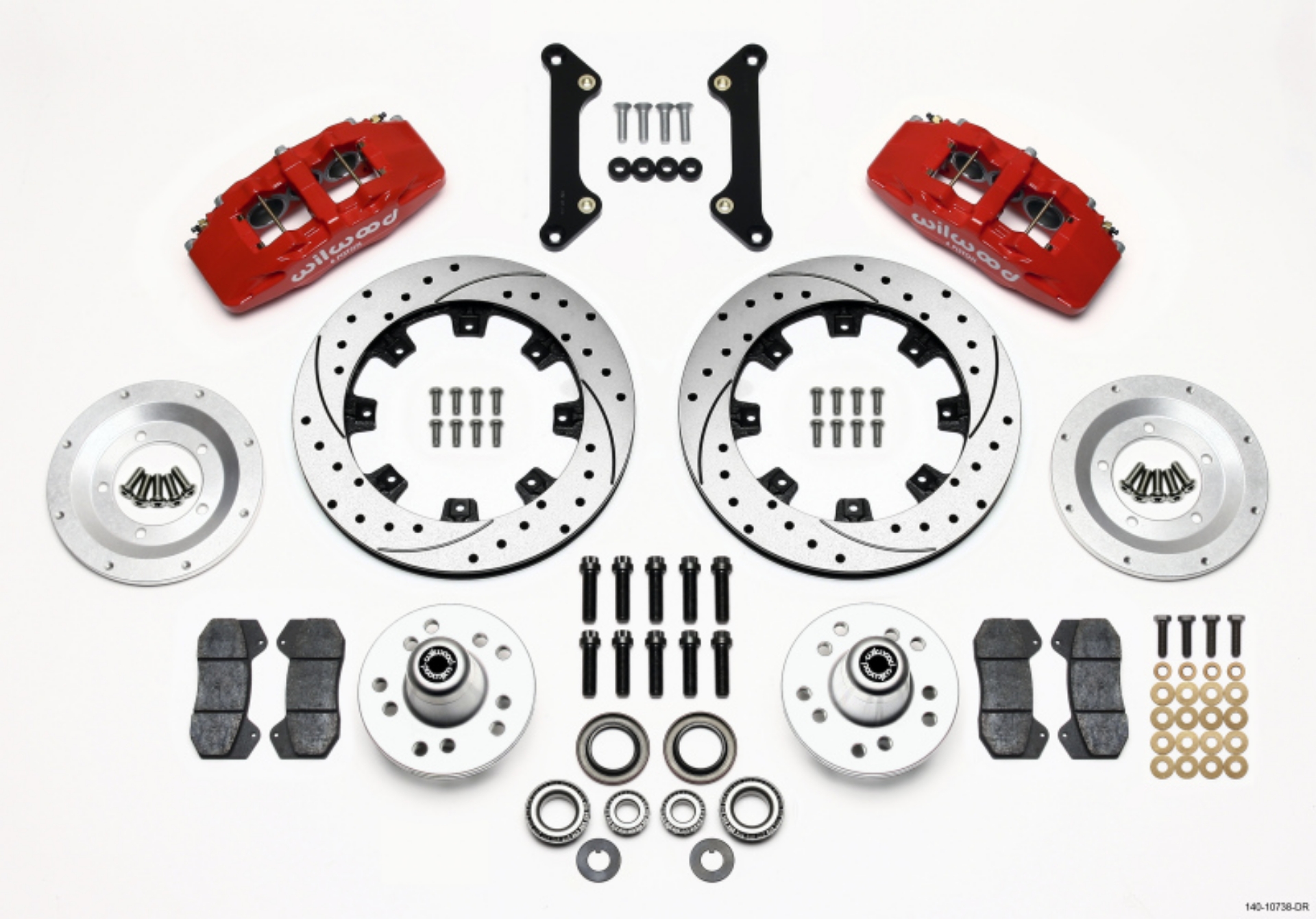Picture of Wilwood Dynapro 6 Front Hub Kit 12-19in Drilled Red 70-78 Camaro