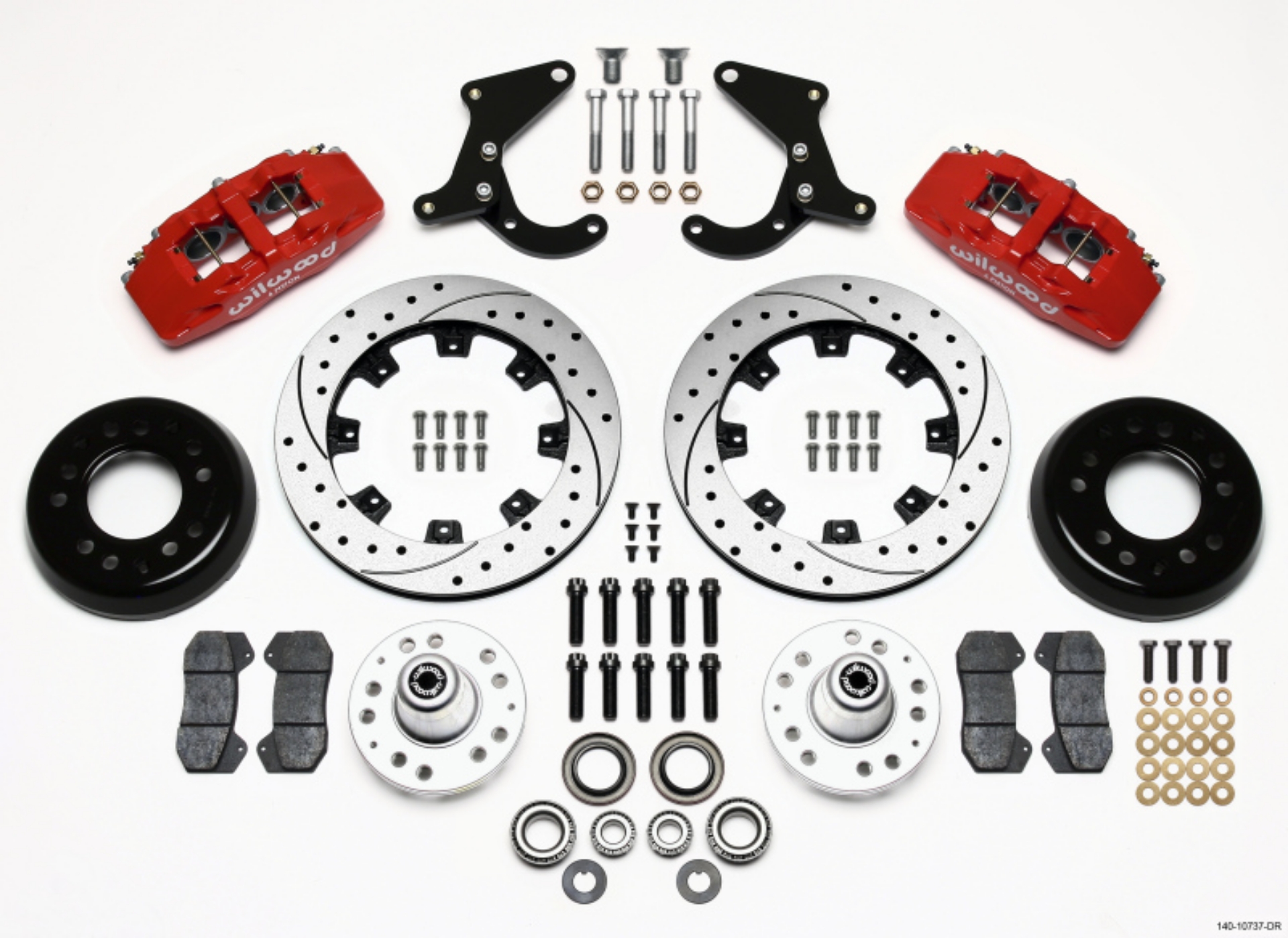 Picture of Wilwood Dynapro 6 Front Hub Kit 12-19in Drilled Red 55-57 Chevy
