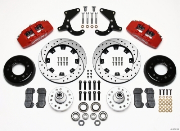Picture of Wilwood Dynapro 6 Front Hub Kit 12-19in Drilled Red 55-57 Chevy