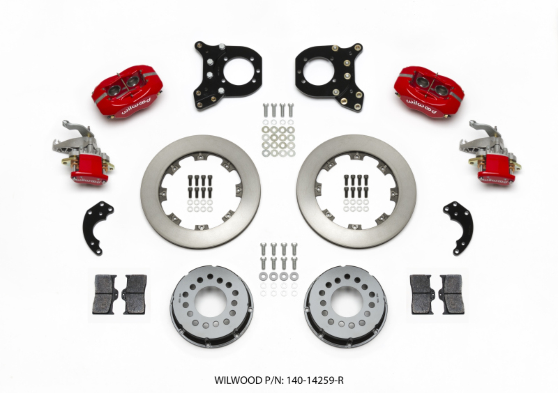 Picture of Wilwood Forged Dynalite P-S Rear Kit w-MC4 P-Brake Red Chev 12 Bolt w-Clip Elimin-Staggered