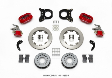 Picture of Wilwood Forged Dynalite P-S Rear Kit w-MC4 P-Brake Red Chev 12 Bolt w-Clip Elimin-Staggered