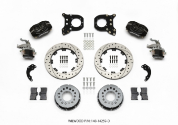 Picture of Wilwood Forged Dynalite P-S Rear Kit w-MC4 P-Brake Drilled Chev 12 Bolt w-Clip Elimin-Staggered
